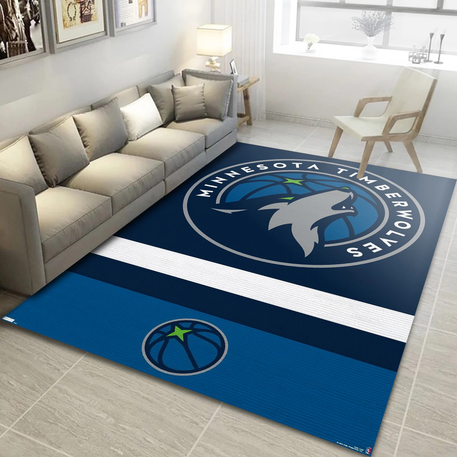 Minnesota Timberwolve NBA Area Rug Carpet, Living Room Rug - US Decor - Indoor Outdoor Rugs