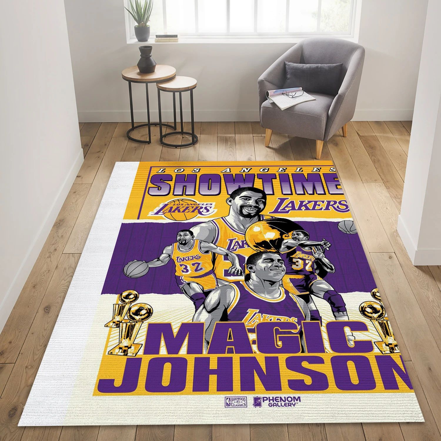 Magic Johnson Los Angeles Lakers NBA Area Rug, Living Room Rug - Home Decor - Indoor Outdoor Rugs