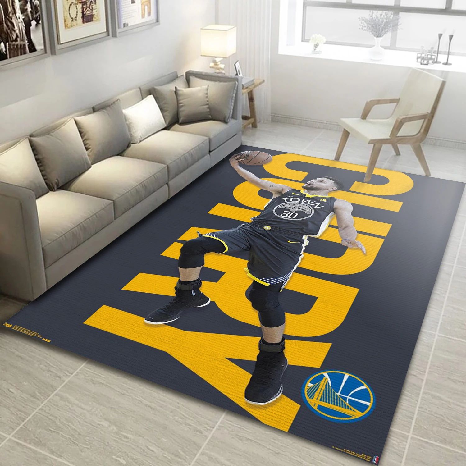 Stephen Curry Golden State Warriors NBA Team Logos Area Rug, Living Room Rug - US Decor - Indoor Outdoor Rugs