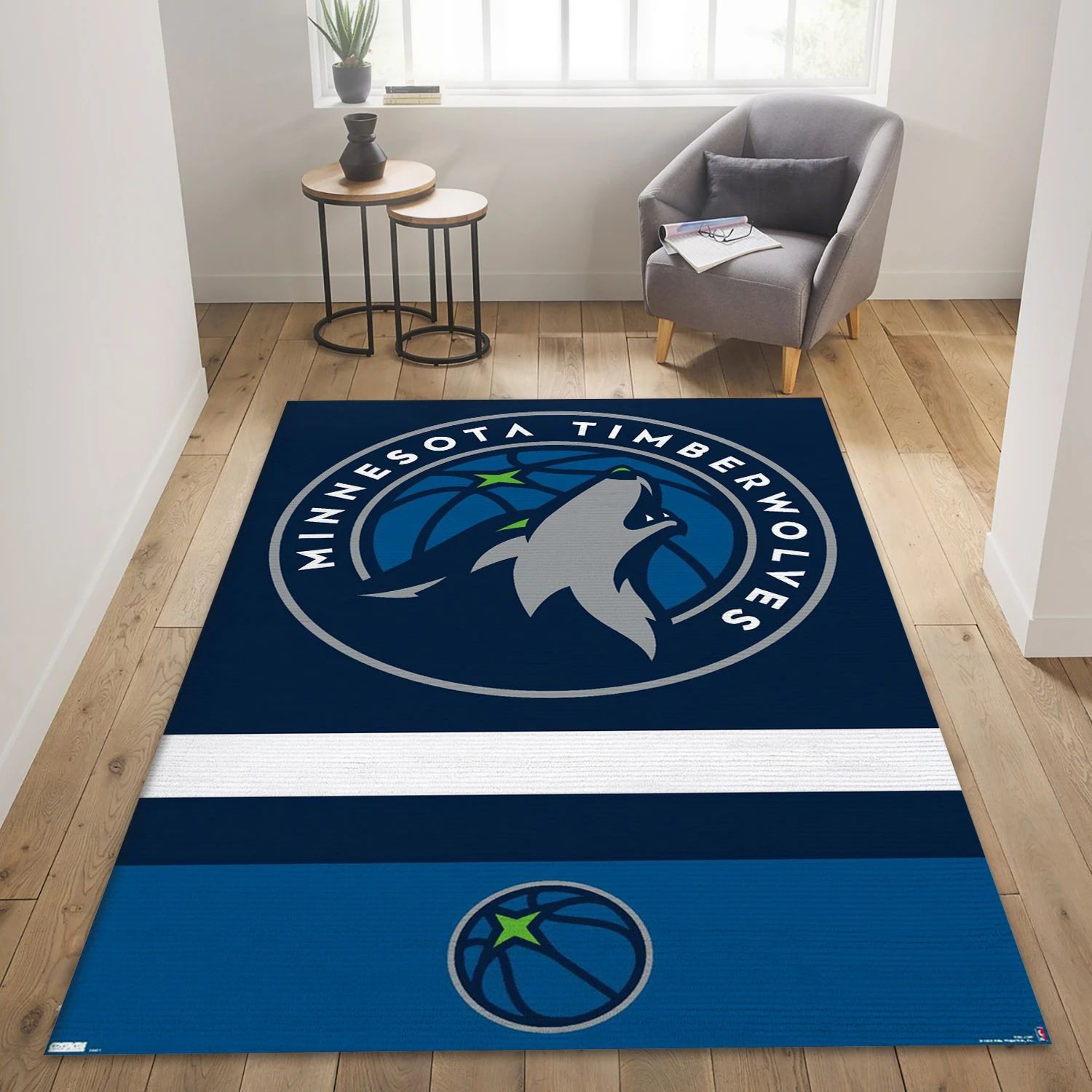 Minnesota Timberwolve NBA Area Rug Carpet, Living Room Rug - US Decor - Indoor Outdoor Rugs