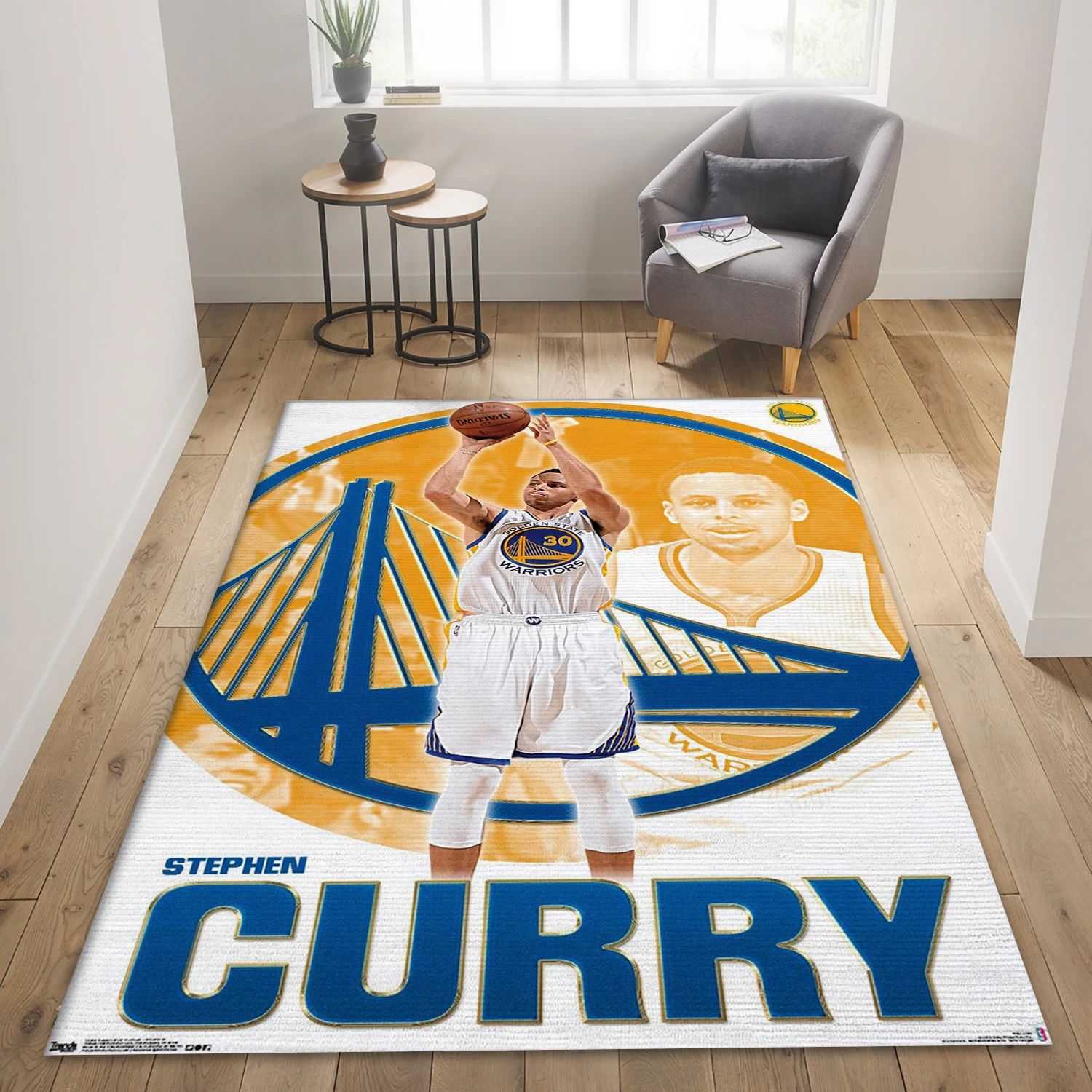 Stephen Curry Golden State Warriors NBA Reangle Area Rug, Living Room Rug - Room Decor - Indoor Outdoor Rugs