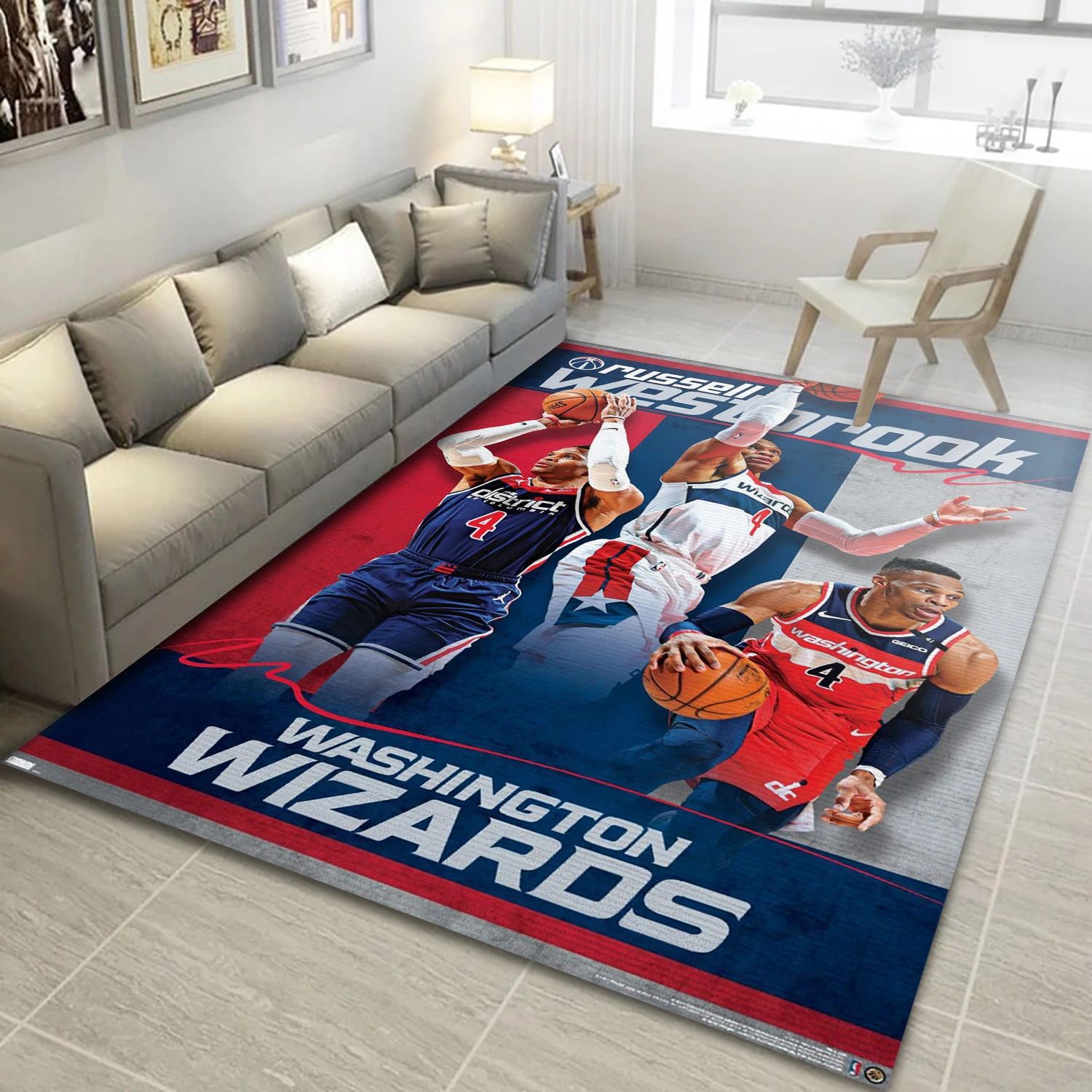 Russell Westbrook Washington Wizards NBA Reangle Area Rug, Living Room Rug - US Decor - Indoor Outdoor Rugs