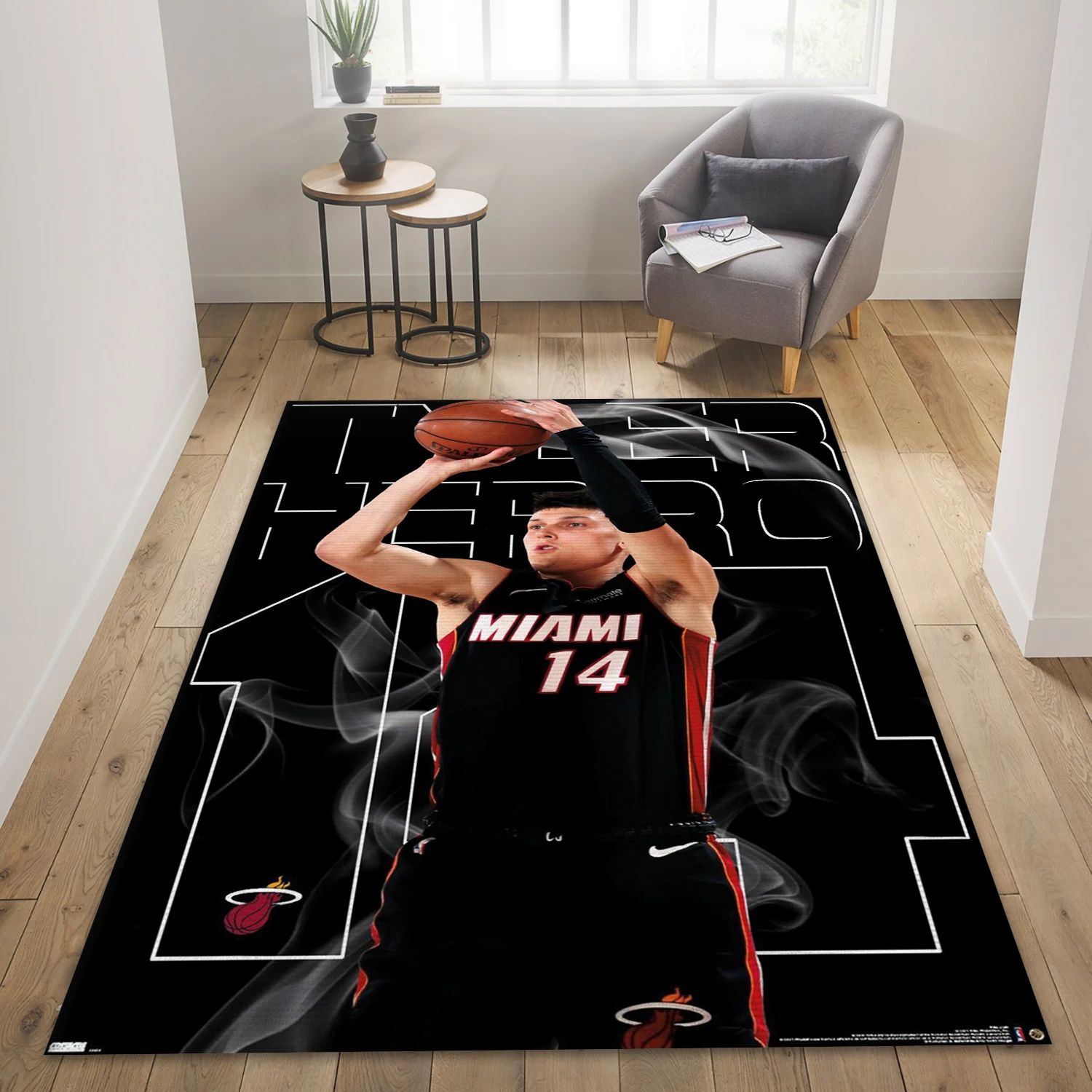 Tyler Herro Miami Heat NBA Team Logos Area Rug, Living Room Rug - US Decor - Indoor Outdoor Rugs