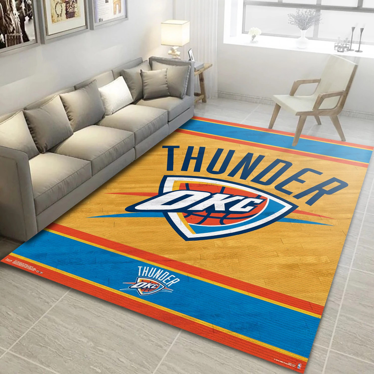 Oklahoma City Thunder NBA Team Logos Area Rug, Living Room Rug - US Decor - Indoor Outdoor Rugs