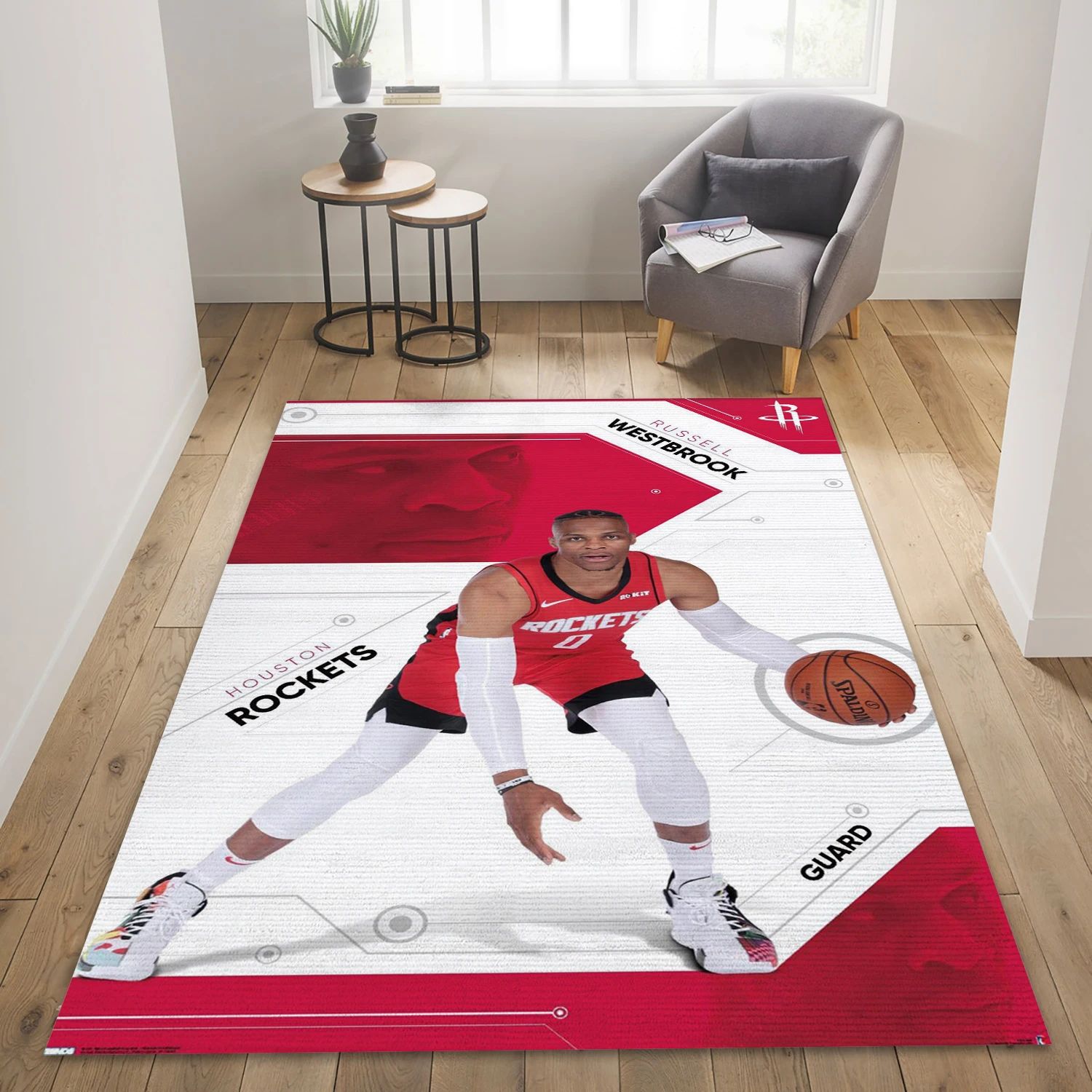 Russell Westbrook Houston Rockets NBA Area Rug, Living Room Rug - Room Decor - Indoor Outdoor Rugs