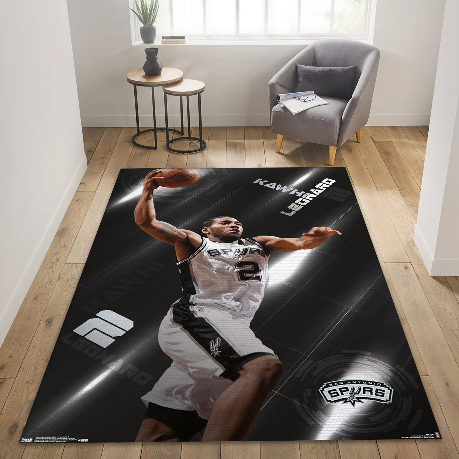 Kawhi Leonard San Antonio Spurs NBA Reangle Area Rug, Living Room Rug - Home Decor - Indoor Outdoor Rugs