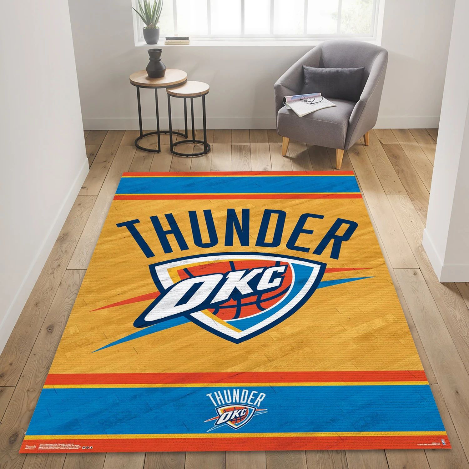 Oklahoma City Thunder NBA Team Logos Area Rug, Living Room Rug - US Decor - Indoor Outdoor Rugs