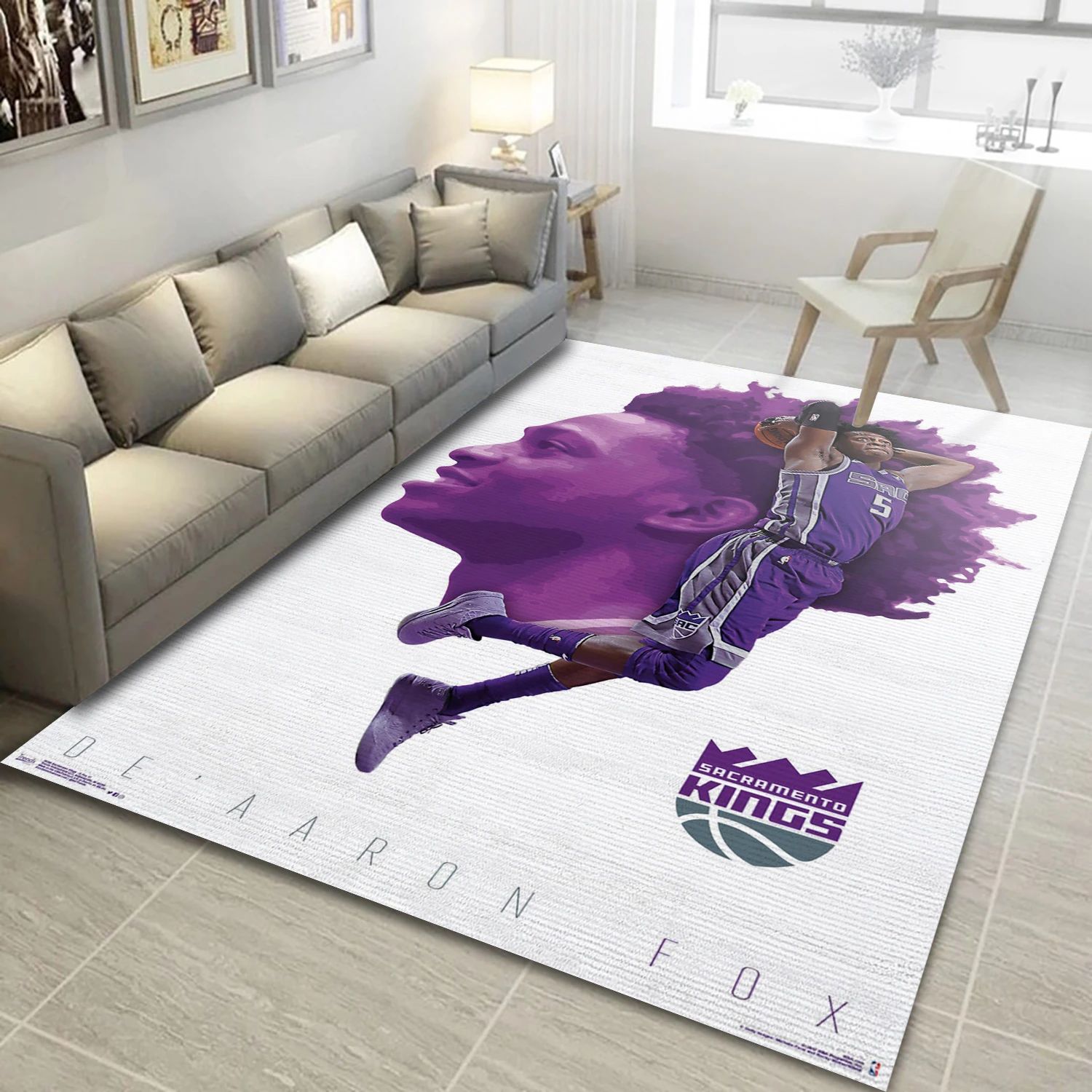 De Aaron Fox Sacramento Kings NBA Area Rug For Christmas, Living Room Rug - Home Decor - Indoor Outdoor Rugs