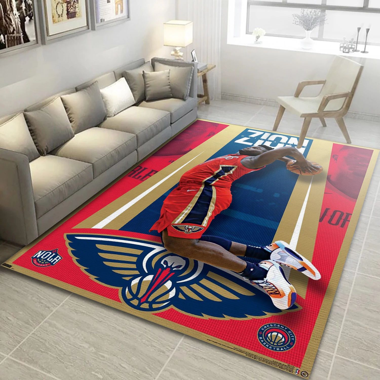 Zion Williamson New Orleans Pelicans NBA Reangle Area Rug, Living Room Rug - Room Decor - Indoor Outdoor Rugs