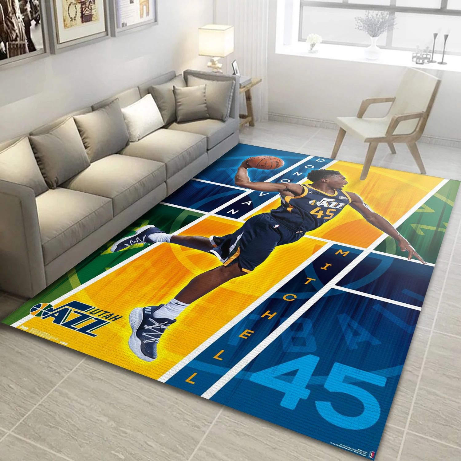 Donovan Mitchell Utah Jazz NBA Area Rug, Living Room Rug - Home Decor - Indoor Outdoor Rugs