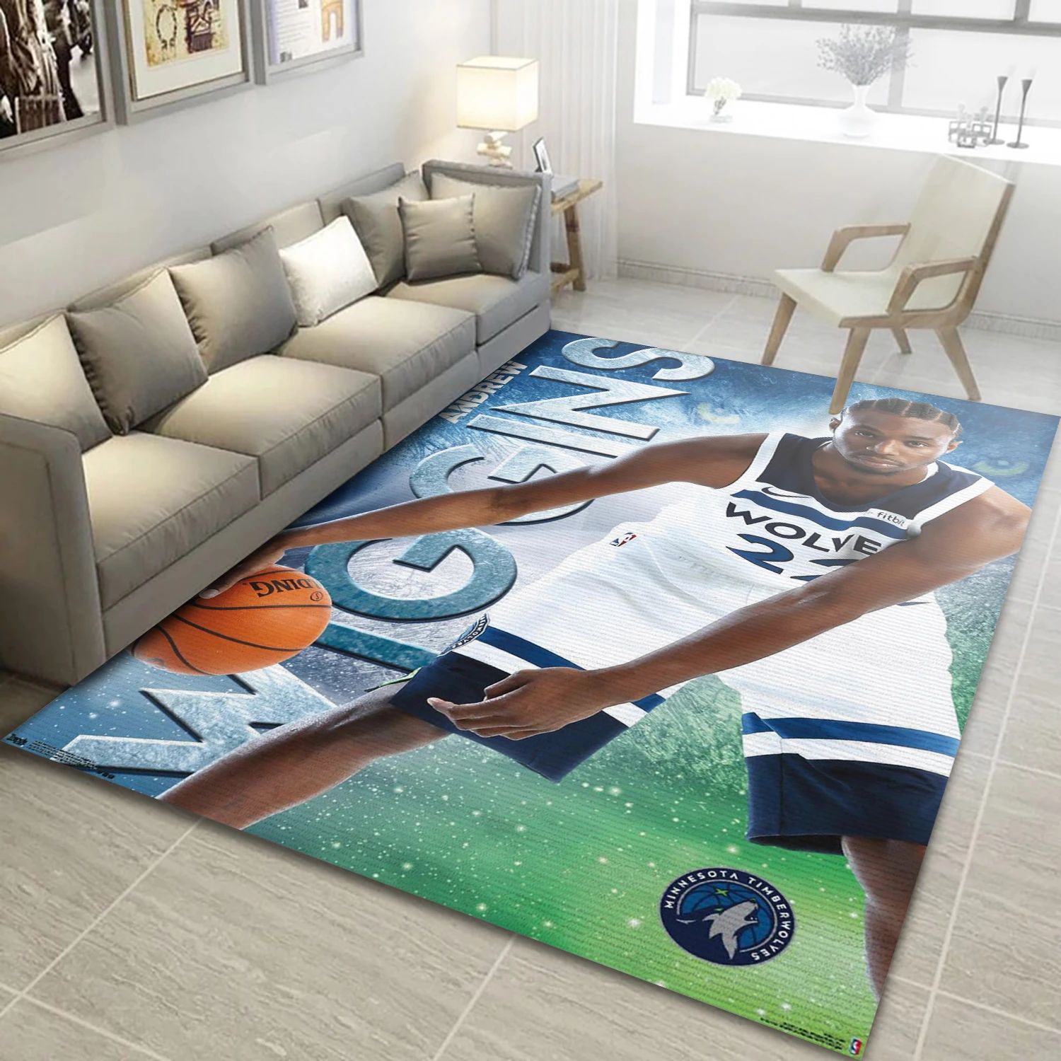 Andrew Wiggins Minnesota Timberwolves NBA Team Logos Area Rug, Living Room Rug - Home Decor - Indoor Outdoor Rugs