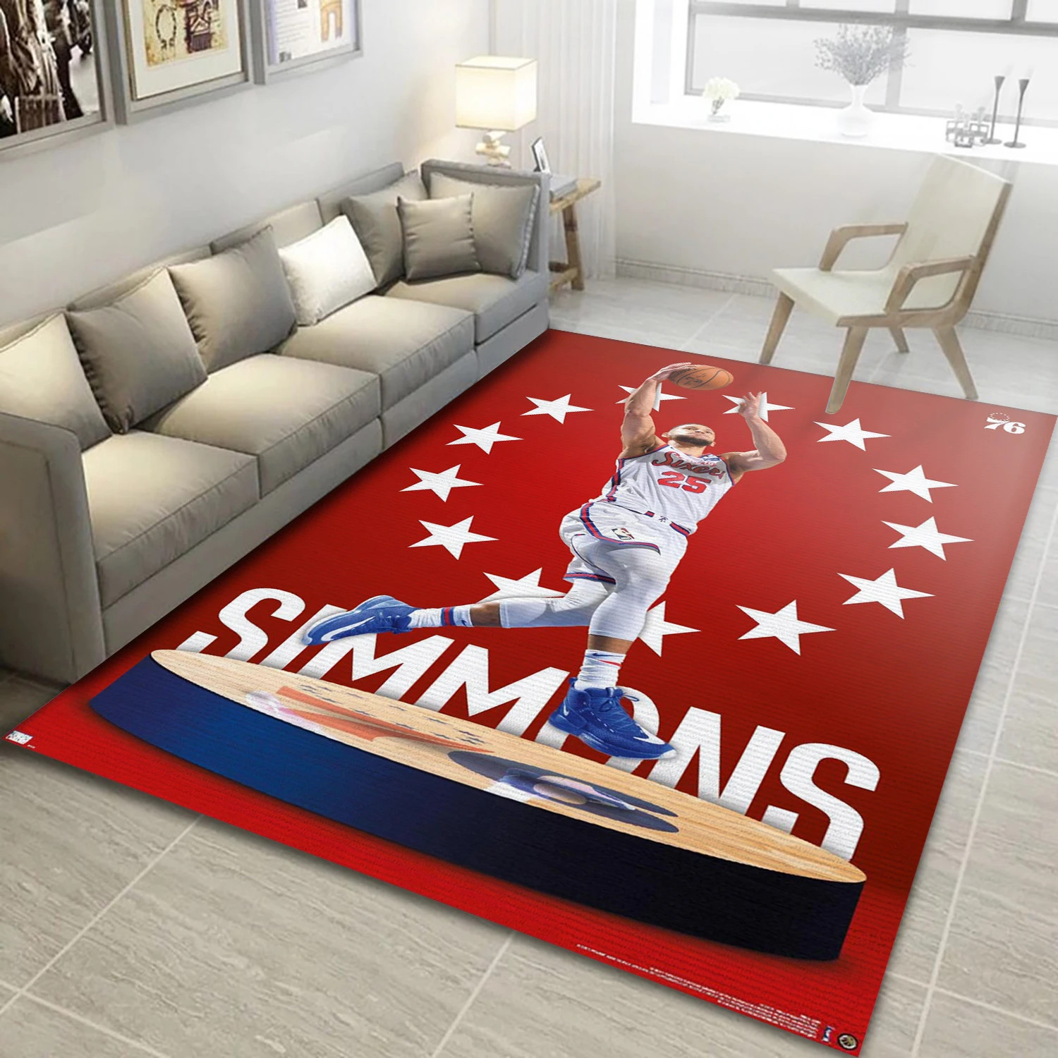 Ben Simmons Philadelphia 76ers NBA Area Rug, Living Room Rug - Home Decor - Indoor Outdoor Rugs