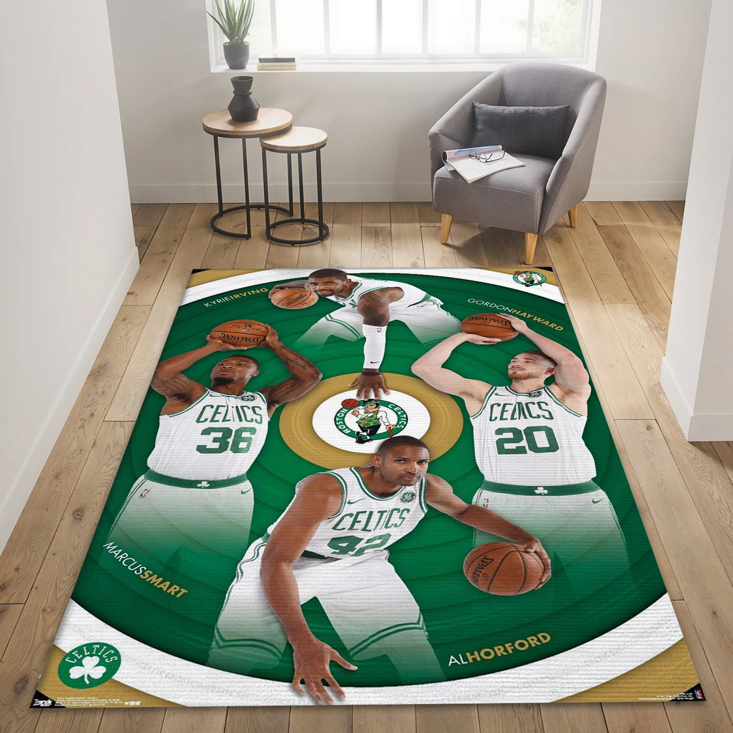 Boston Celtics Players NBA Area Rug, Living Room Rug - Room Decor - Indoor Outdoor Rugs