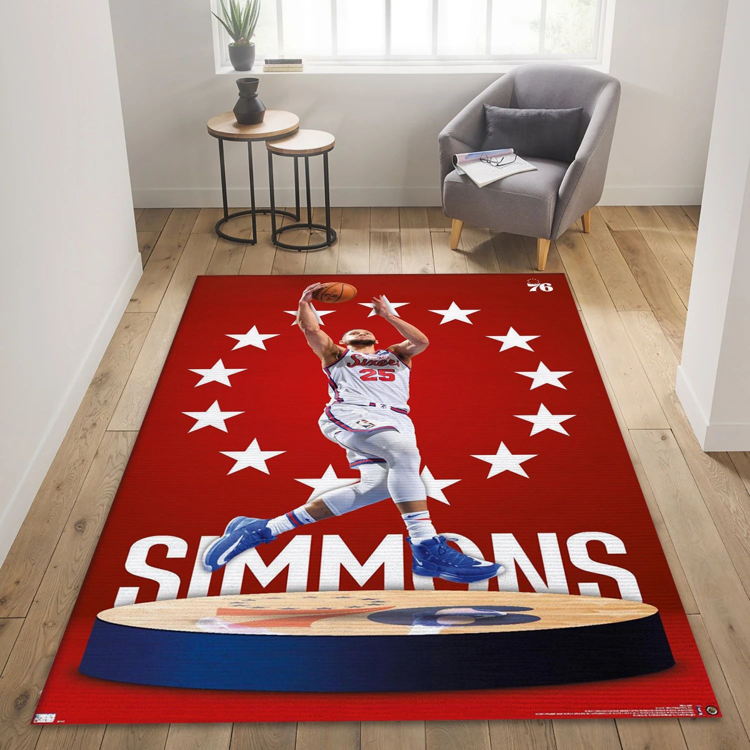 Ben Simmons Philadelphia 76ers NBA Area Rug, Living Room Rug - Home Decor - Indoor Outdoor Rugs