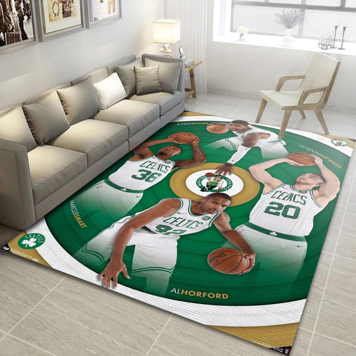 Boston Celtics Players NBA Area Rug, Living Room Rug - Room Decor - Indoor Outdoor Rugs