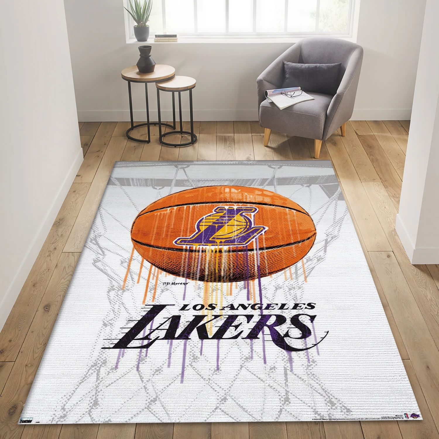 Los Angeles Lakers NBA Reangle Area Rug, Living Room Rug - Room Decor - Indoor Outdoor Rugs