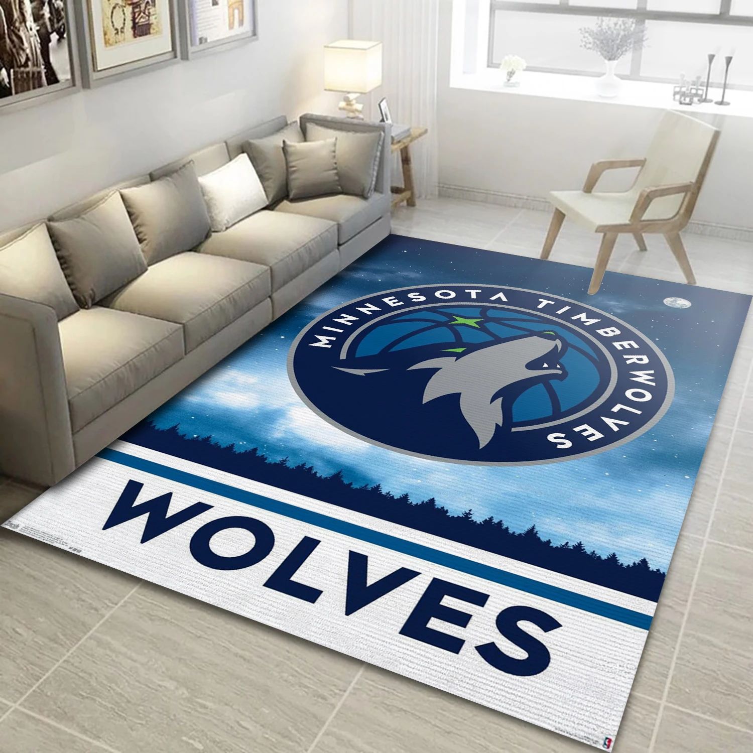 Minnesota Timberwolves NBA Team Logos Area Rug, Living Room Rug - US Decor - Indoor Outdoor Rugs