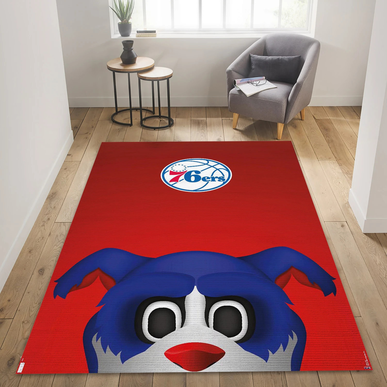 Philadelphia 76ers Cartoon Mascot NBA Team Logos Area Rug, Living Room Rug - Home Decor - Indoor Outdoor Rugs