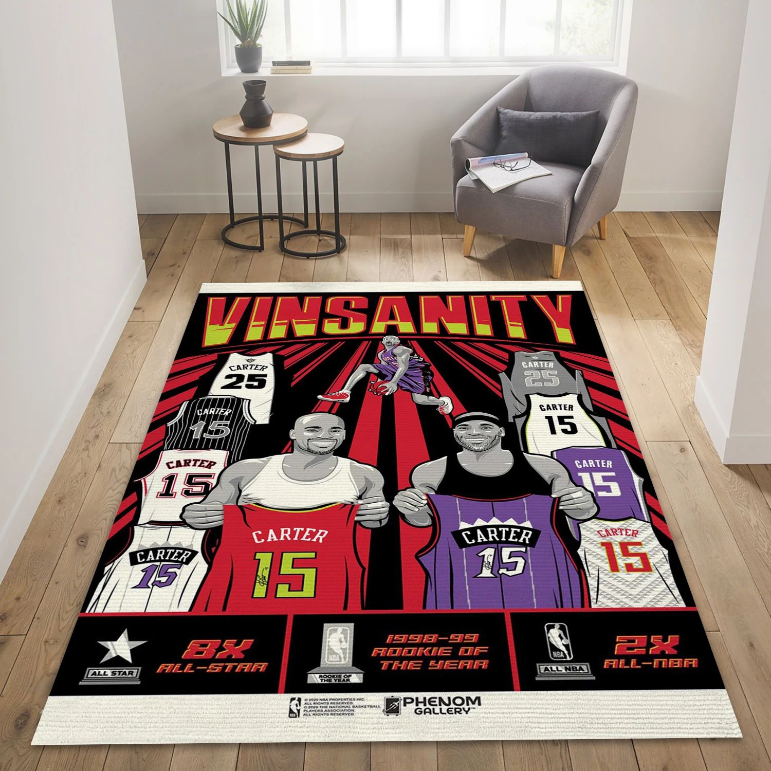 Vince Carter Toronto Raptors NBA Team Logos Area Rug, Living Room Rug - US Decor - Indoor Outdoor Rugs