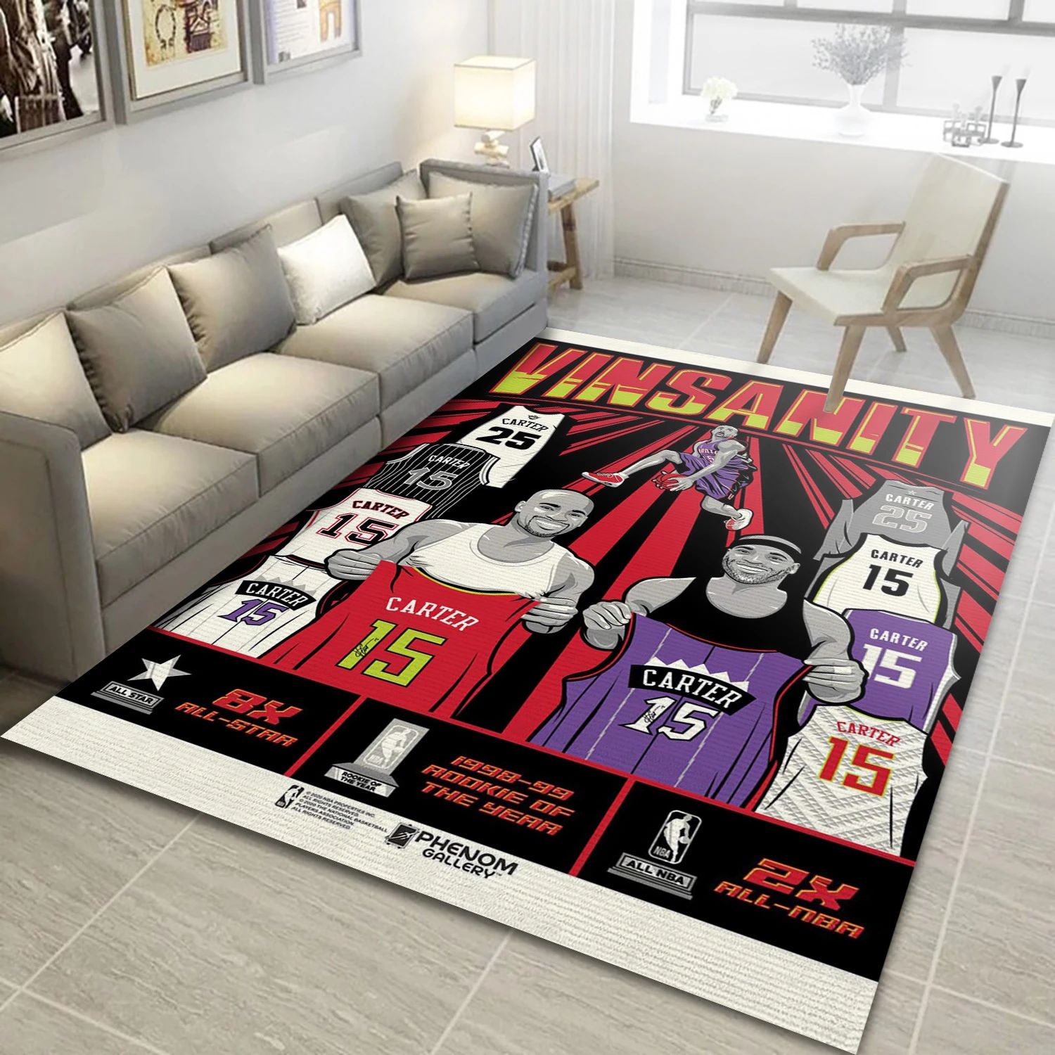 Vince Carter Toronto Raptors NBA Team Logos Area Rug, Living Room Rug - US Decor - Indoor Outdoor Rugs