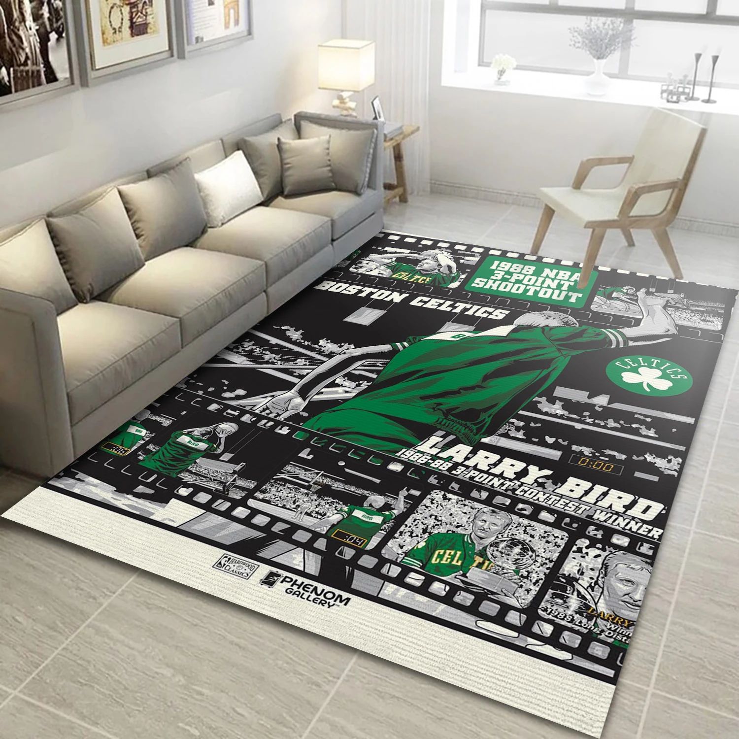 Larry Bird Boston Celtics NBA Area Rug For Christmas, Living Room Rug - Room Decor - Indoor Outdoor Rugs