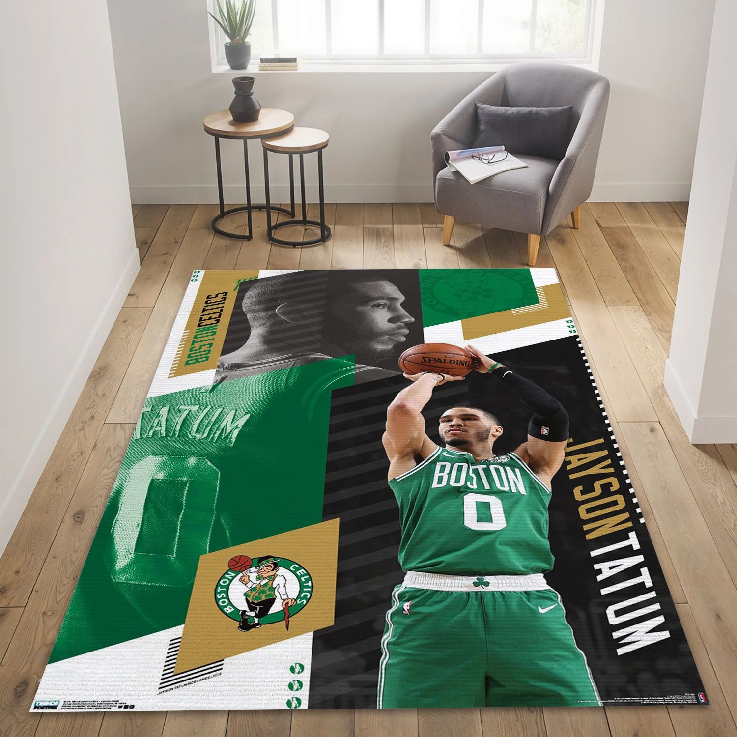 Jayson Tatum Boston Celtics NBA Team Logos Area Rug, Living Room Rug - Room Decor - Indoor Outdoor Rugs