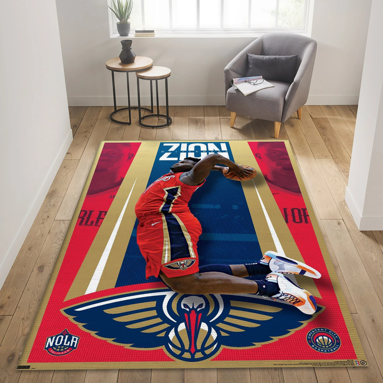 Zion Williamson New Orleans Pelicans NBA Reangle Area Rug, Living Room Rug - Room Decor - Indoor Outdoor Rugs