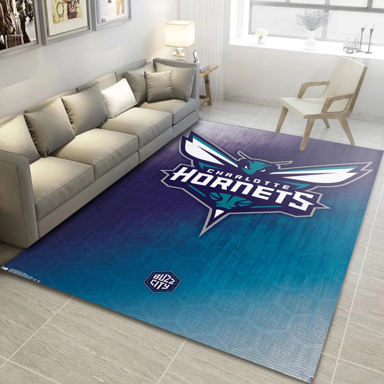 Charlotte Hornets NBA Team Logos Area Rug, Living Room Rug - Home Decor - Indoor Outdoor Rugs