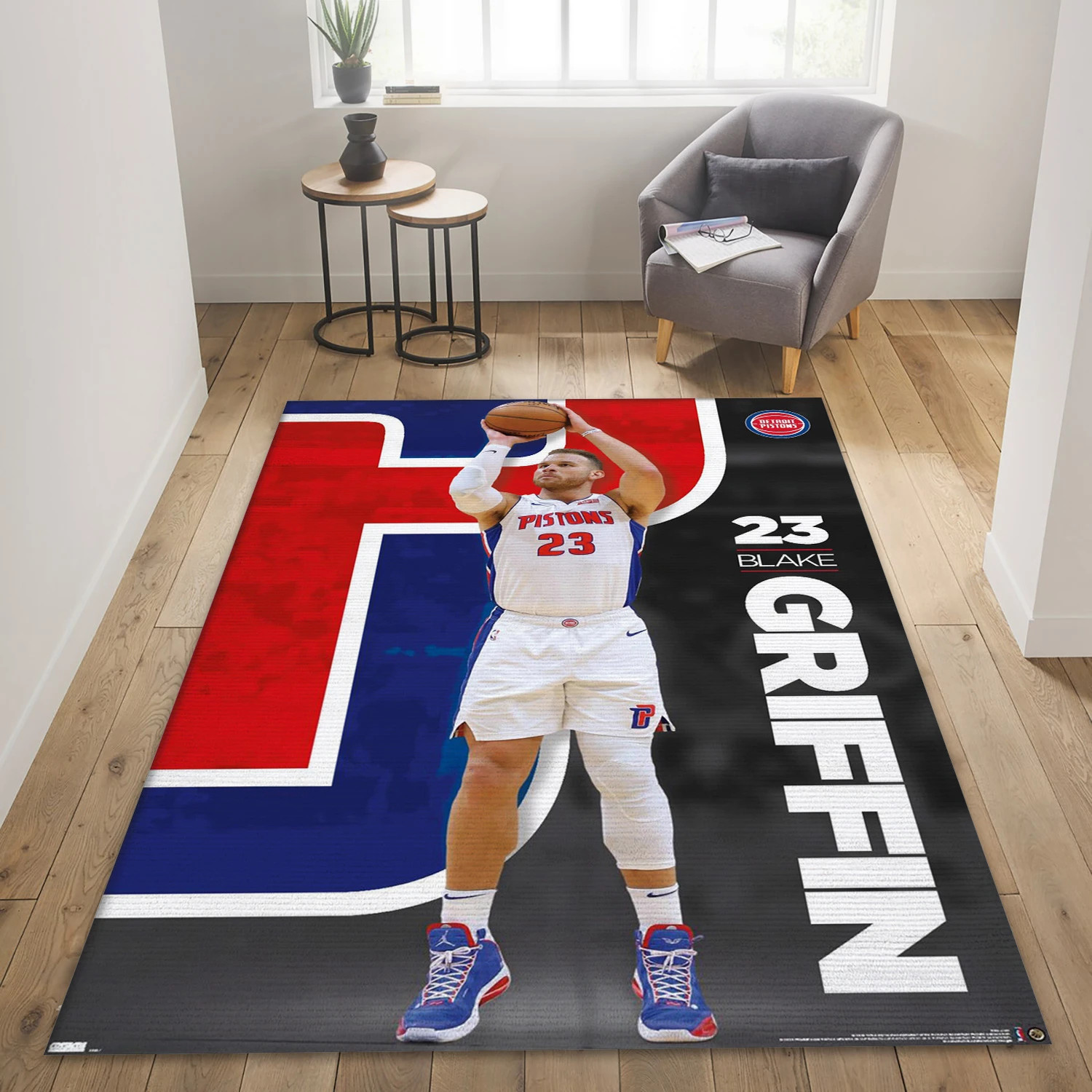 Blake Griffin Detroit Pistons NBA Team Logos Area Rug, Living Room Rug - US Decor - Indoor Outdoor Rugs