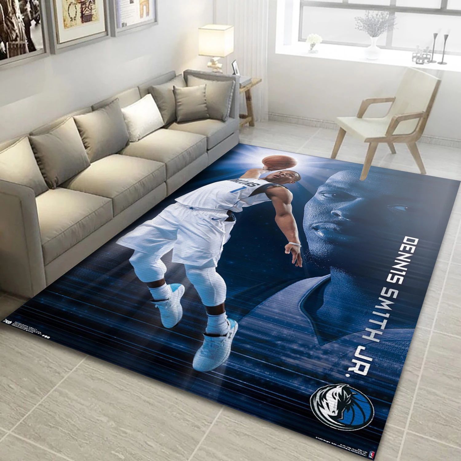 Dennis Smith Jr Dallas Mavericks NBA Area Rug Carpet, Living Room Rug - Room Decor - Indoor Outdoor Rugs