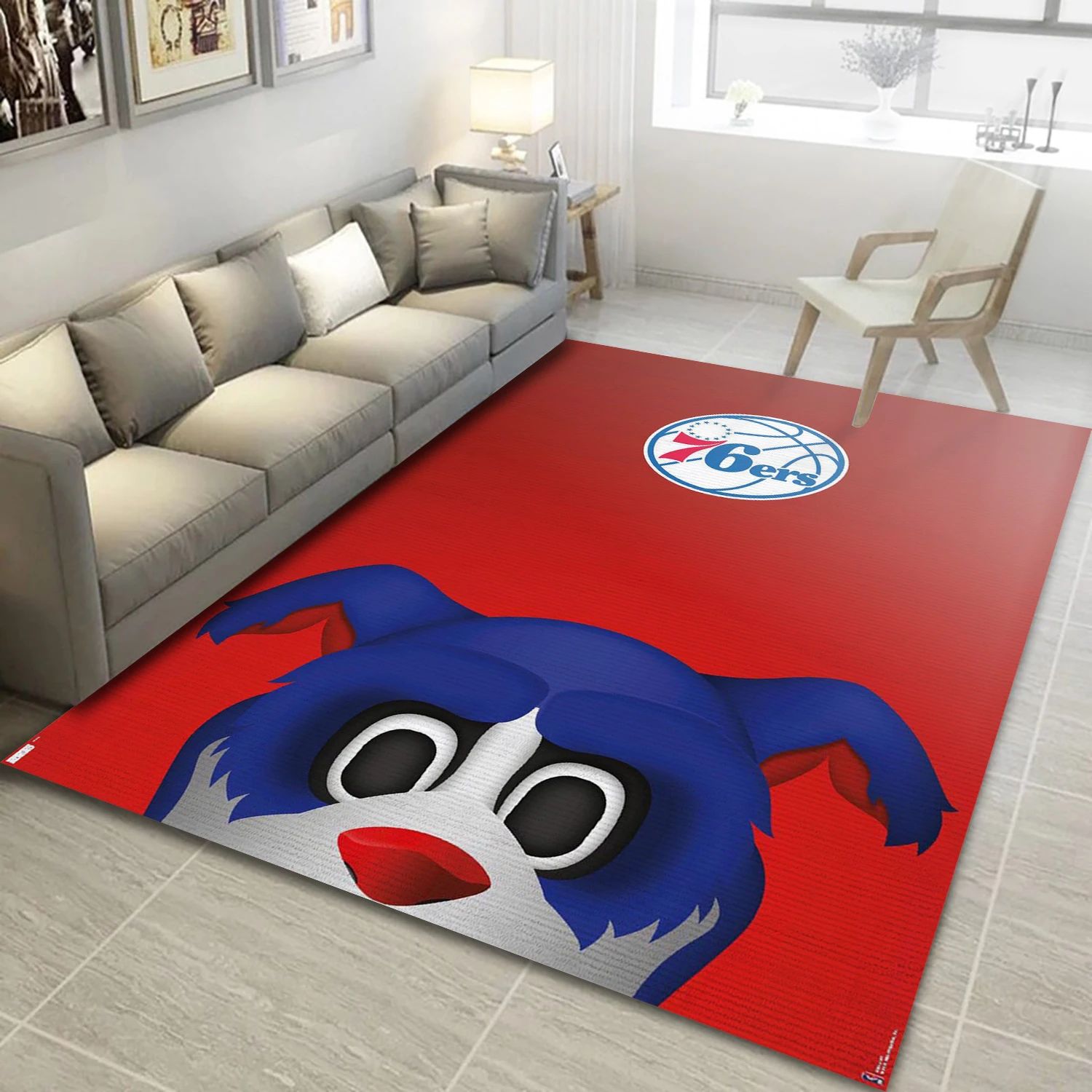 Philadelphia 76ers Cartoon Mascot NBA Team Logos Area Rug, Living Room Rug - Home Decor - Indoor Outdoor Rugs