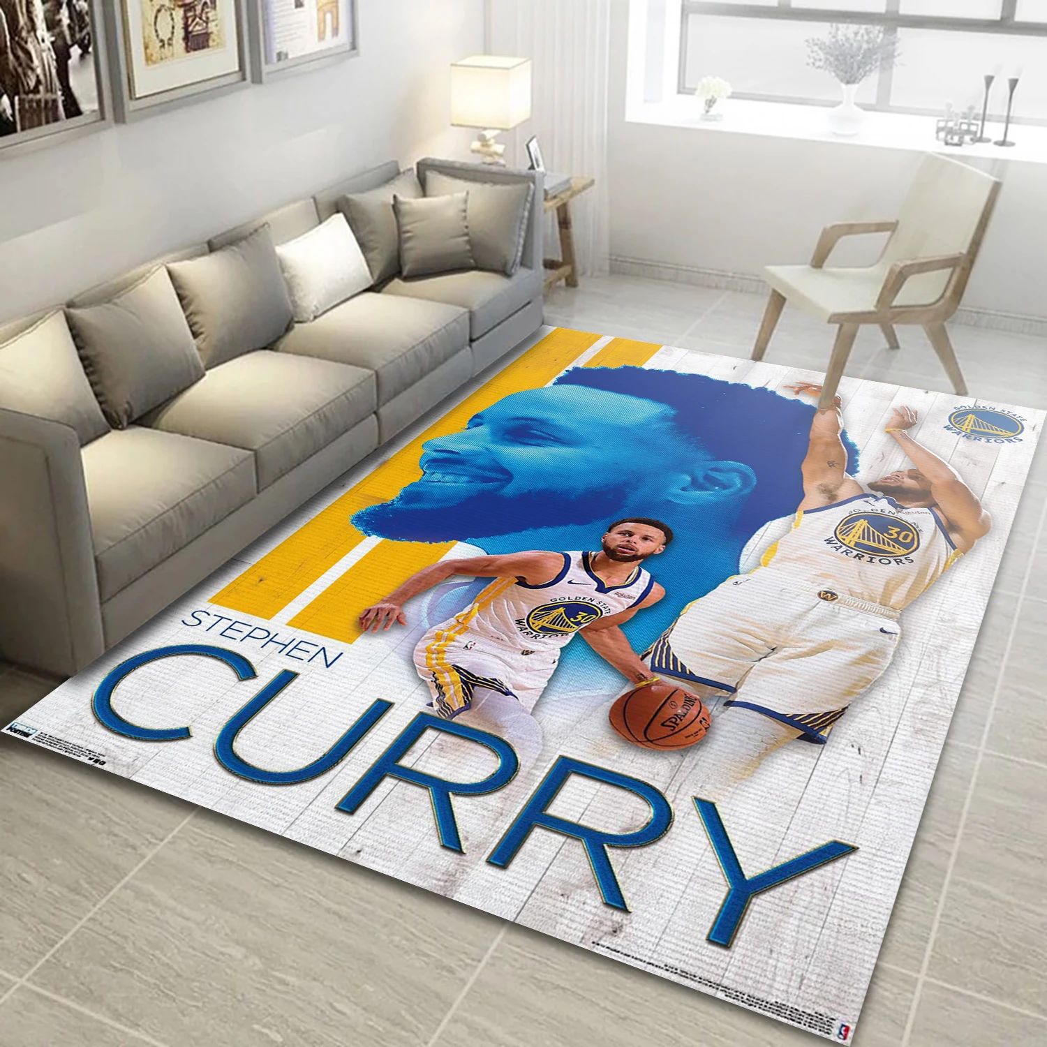 Stephen Curry Golden State Warriors NBA Area Rug Carpet, Living Room Rug - Room Decor - Indoor Outdoor Rugs