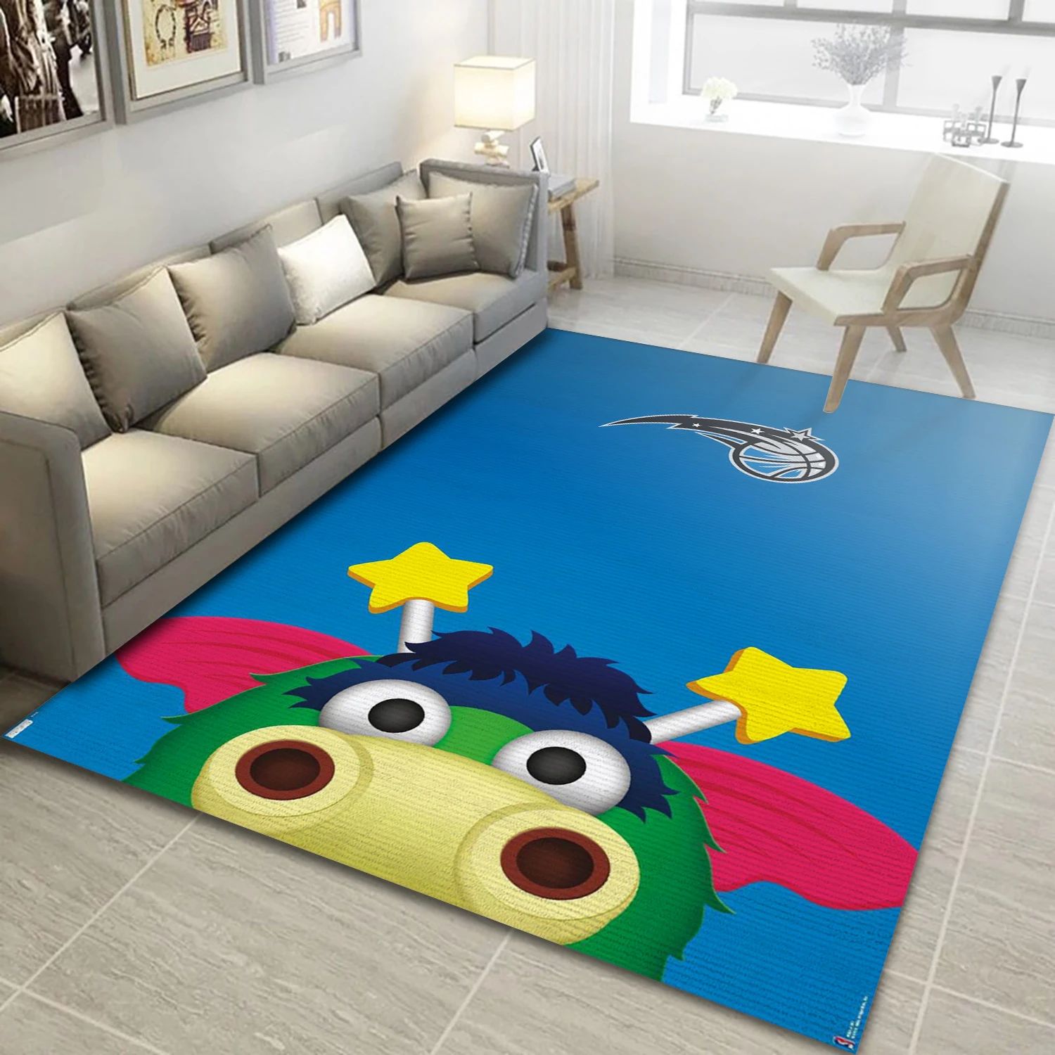 Orlando Magic Cartoon Mascot NBA Area Rug Carpet, Living Room Rug - Room Decor - Indoor Outdoor Rugs