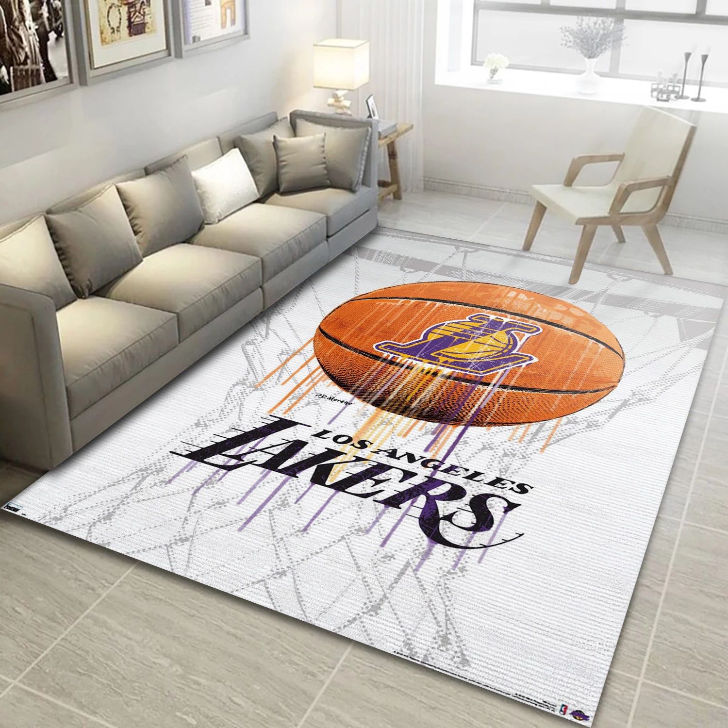 Los Angeles Lakers NBA Reangle Area Rug, Living Room Rug - Room Decor - Indoor Outdoor Rugs