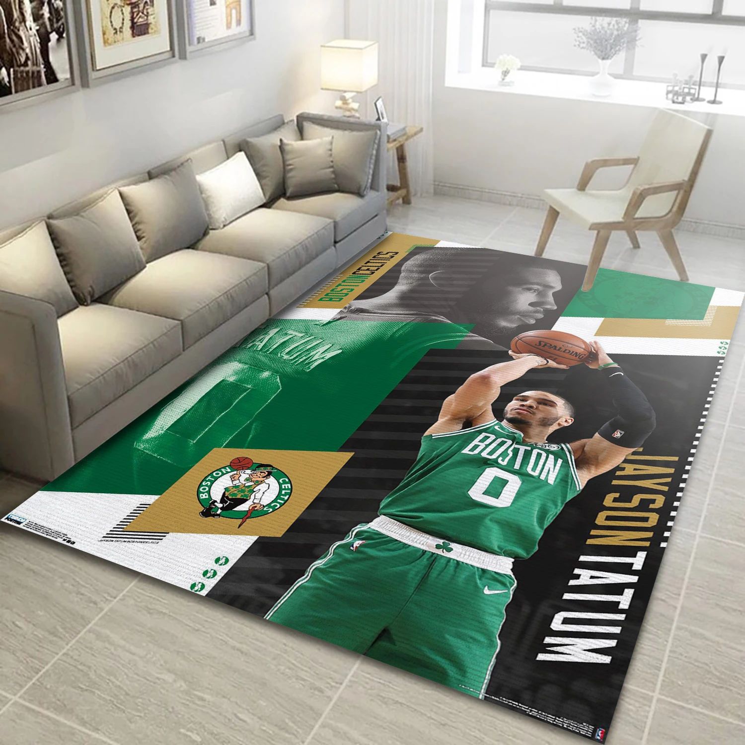 Jayson Tatum Boston Celtics NBA Team Logos Area Rug, Living Room Rug - Room Decor - Indoor Outdoor Rugs