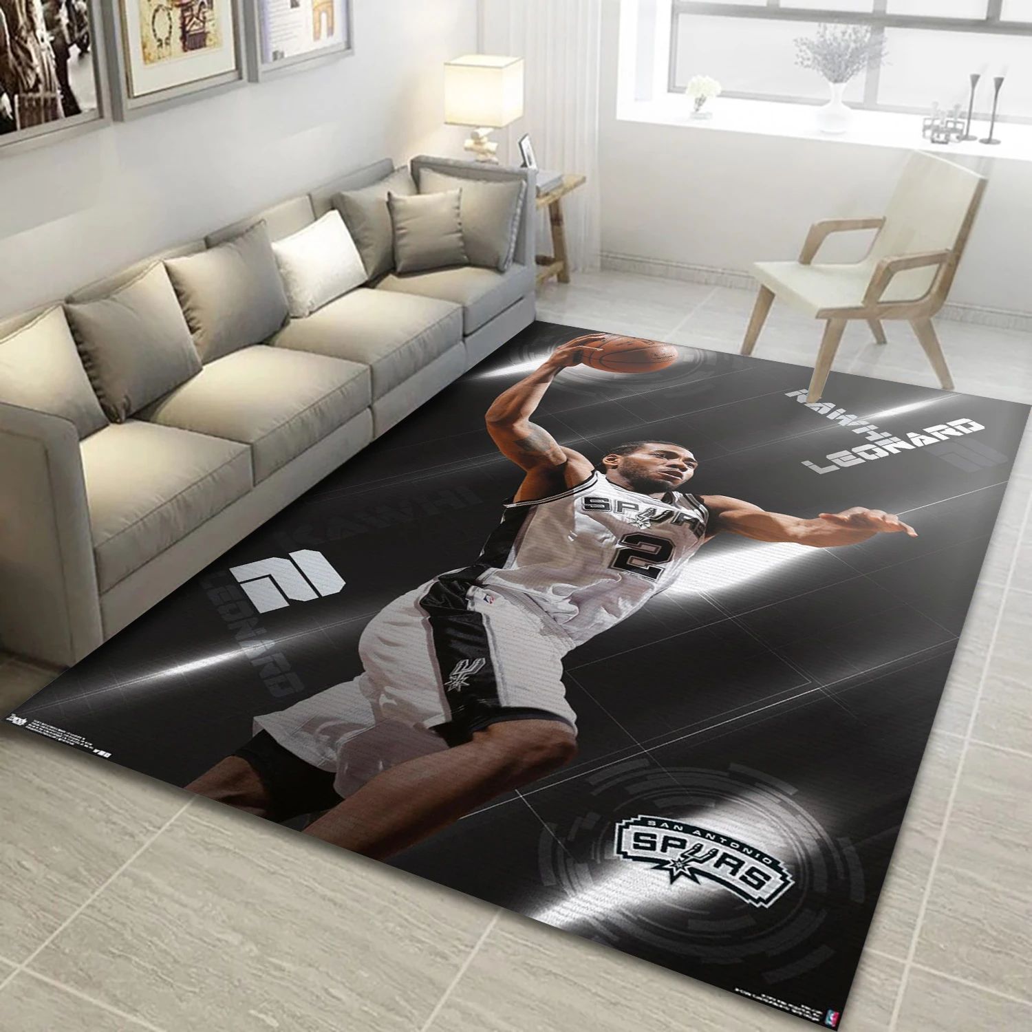 Kawhi Leonard San Antonio Spurs NBA Reangle Area Rug, Living Room Rug - Home Decor - Indoor Outdoor Rugs