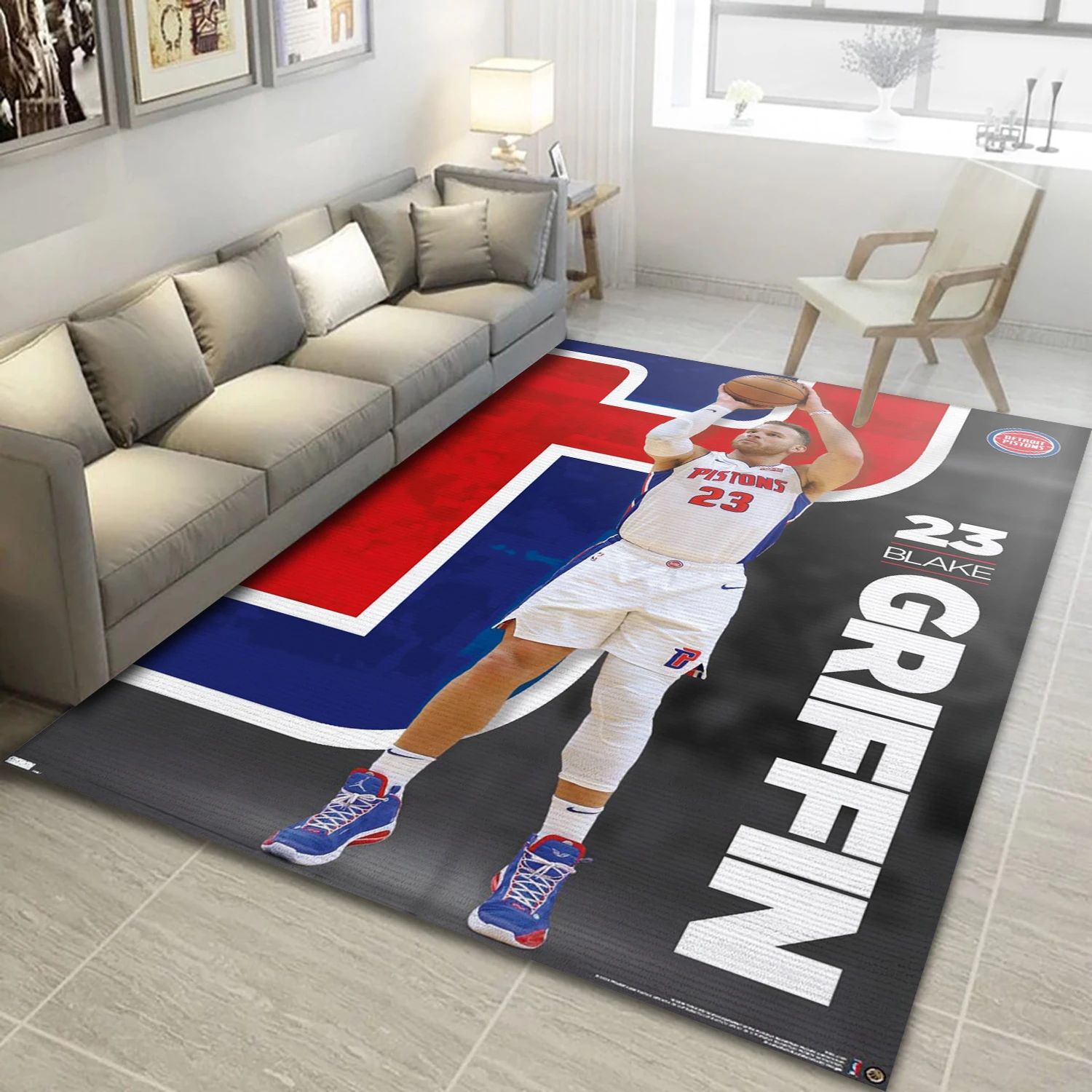 Blake Griffin Detroit Pistons NBA Team Logos Area Rug, Living Room Rug - US Decor - Indoor Outdoor Rugs