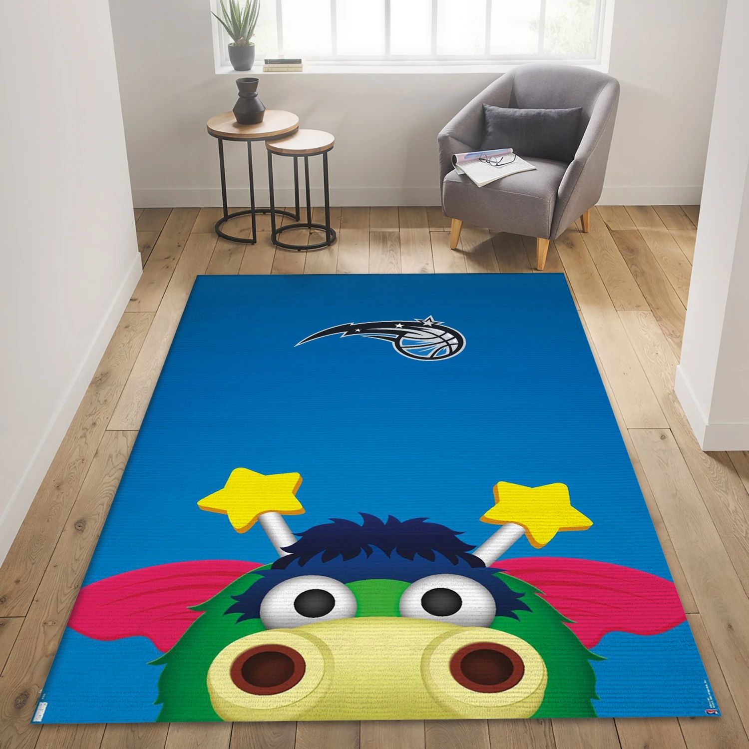 Orlando Magic Cartoon Mascot NBA Area Rug Carpet, Living Room Rug - Room Decor - Indoor Outdoor Rugs