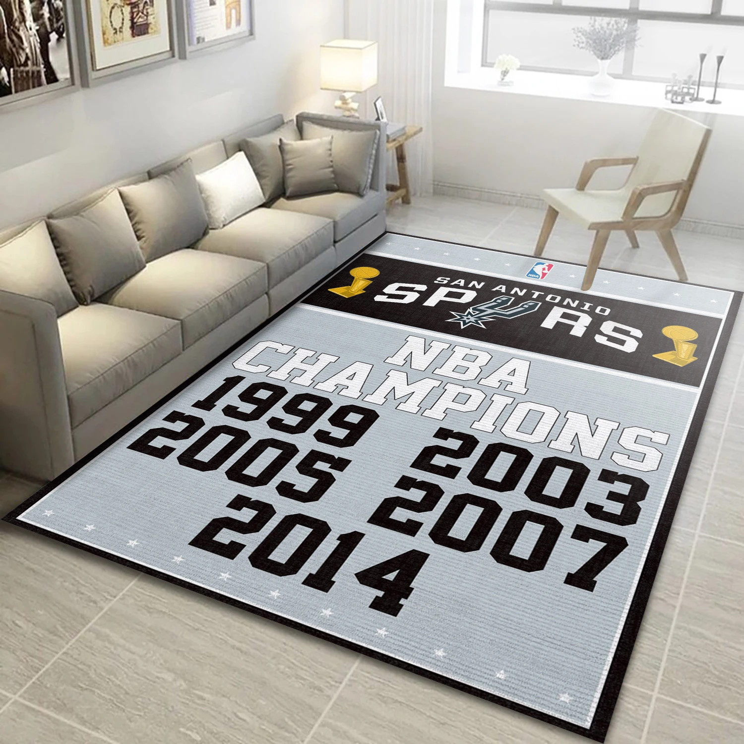 San Antonio Spurs Nba Finals Champions NBA Team Logos Area Rug, Living Room Rug - US Decor - Indoor Outdoor Rugs