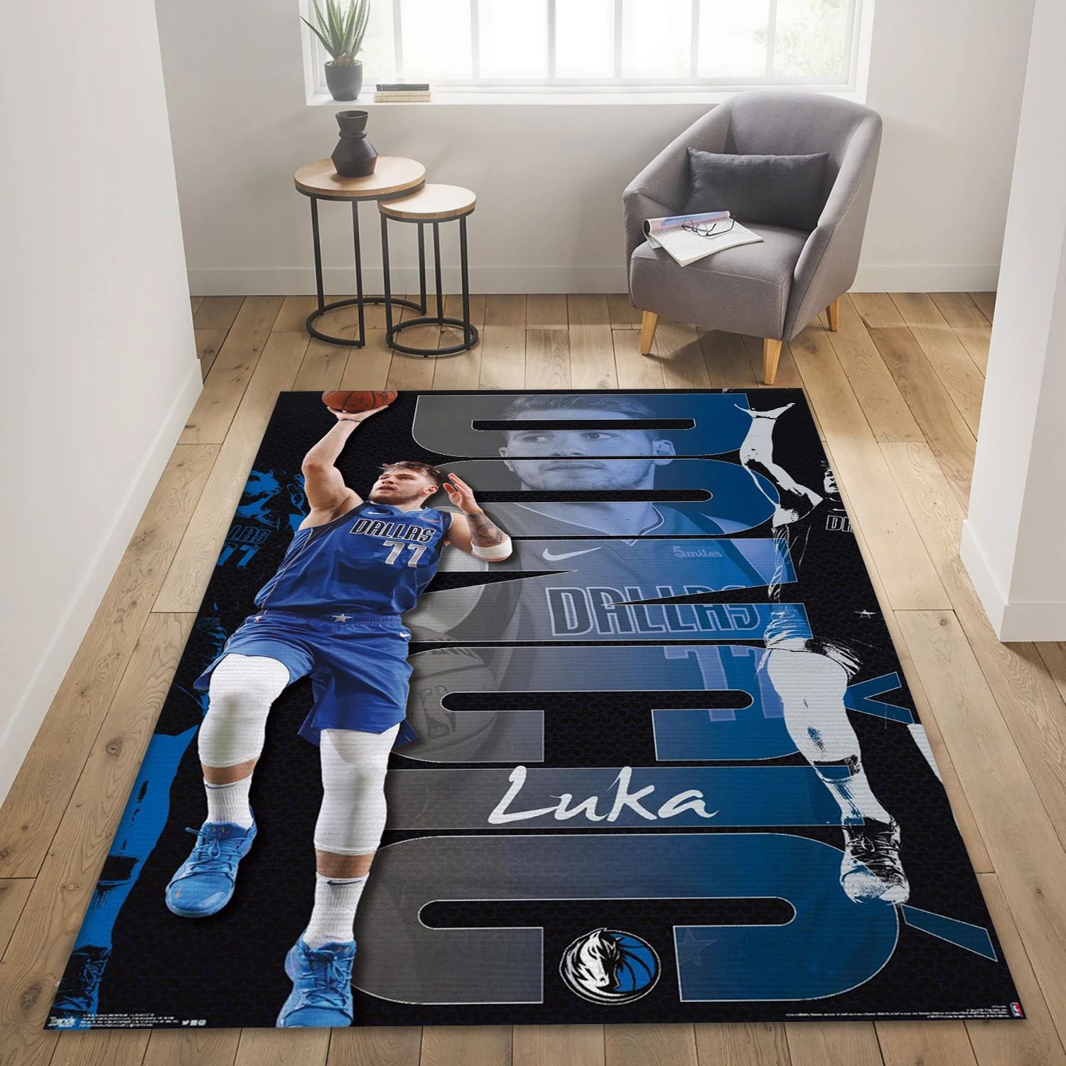 Luka Doncic Dallas Mavericks NBA Team Logos Area Rug, Living Room Rug - US Decor - Indoor Outdoor Rugs