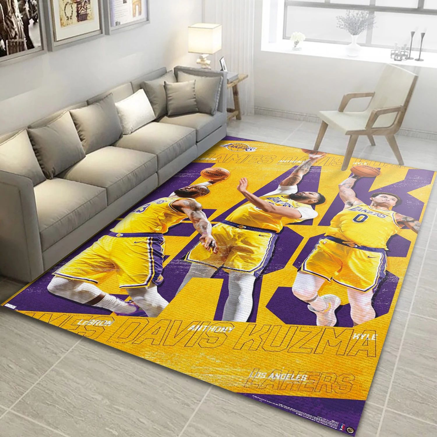 Los Angeles Lakers NBA Area Rug Carpet, Living Room Rug - Room Decor - Indoor Outdoor Rugs