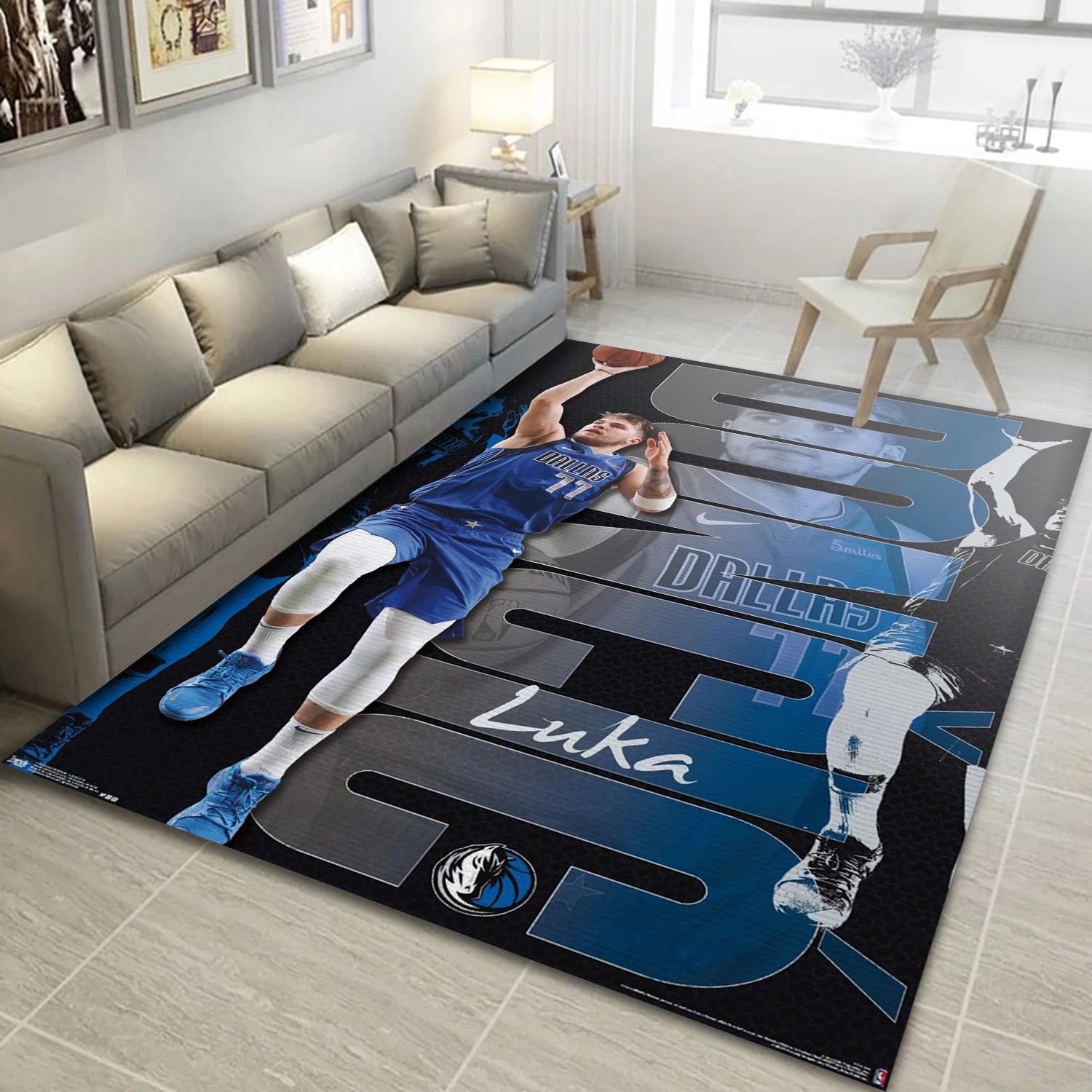 Luka Doncic Dallas Mavericks NBA Team Logos Area Rug, Living Room Rug - US Decor - Indoor Outdoor Rugs