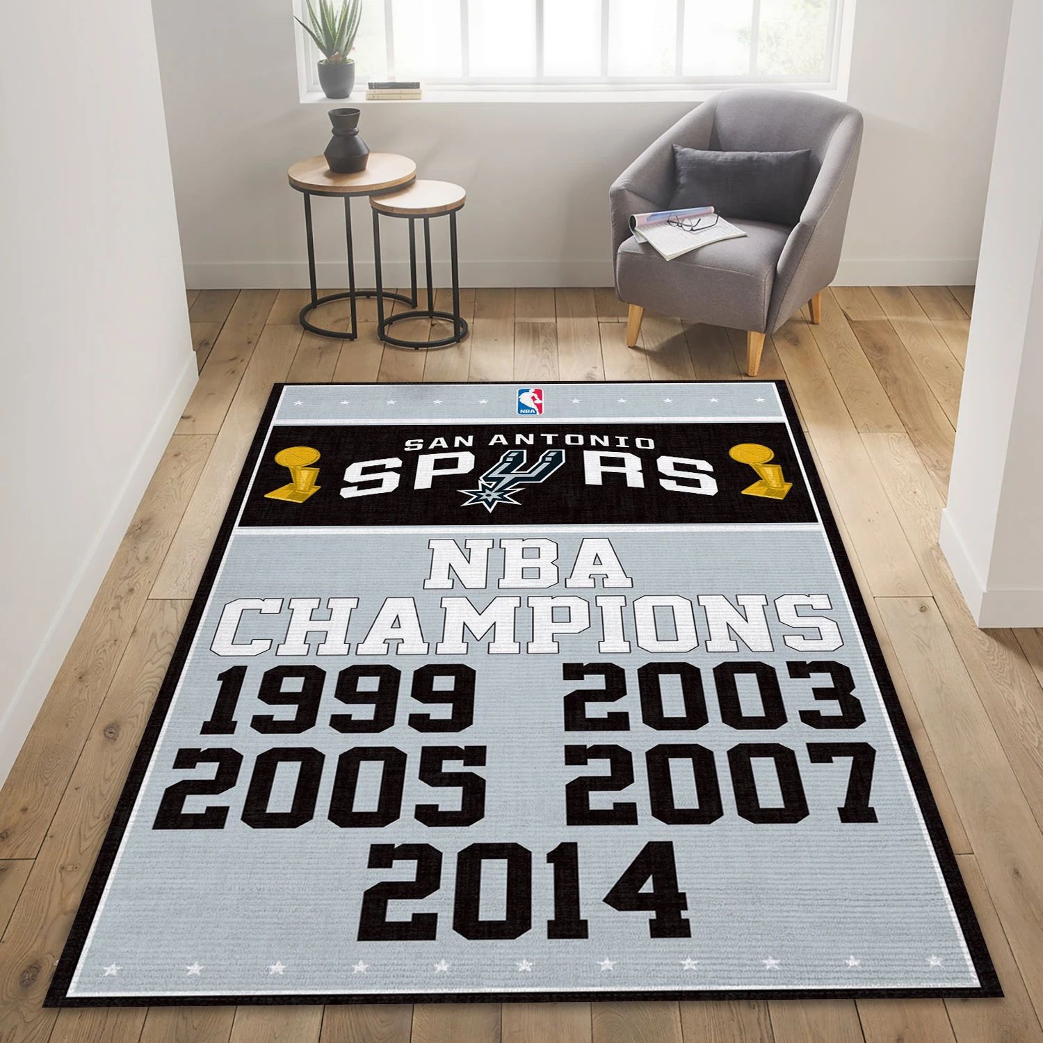 San Antonio Spurs Nba Finals Champions NBA Team Logos Area Rug, Living Room Rug - US Decor - Indoor Outdoor Rugs