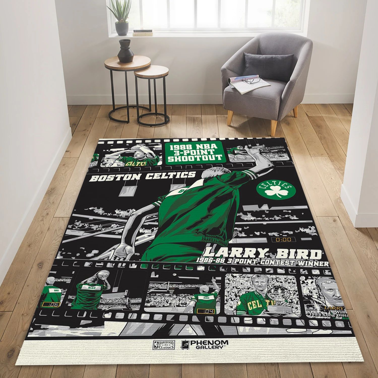 Larry Bird Boston Celtics NBA Area Rug For Christmas, Living Room Rug - Room Decor - Indoor Outdoor Rugs