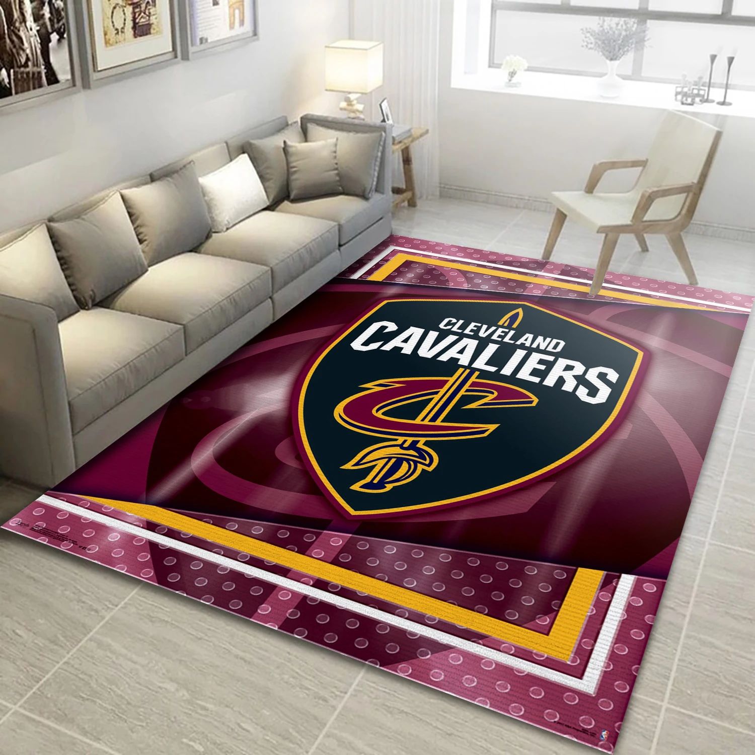 Cleveland Cavaliers NBA Team Logos Area Rug, Living Room Rug - Room Decor - Indoor Outdoor Rugs