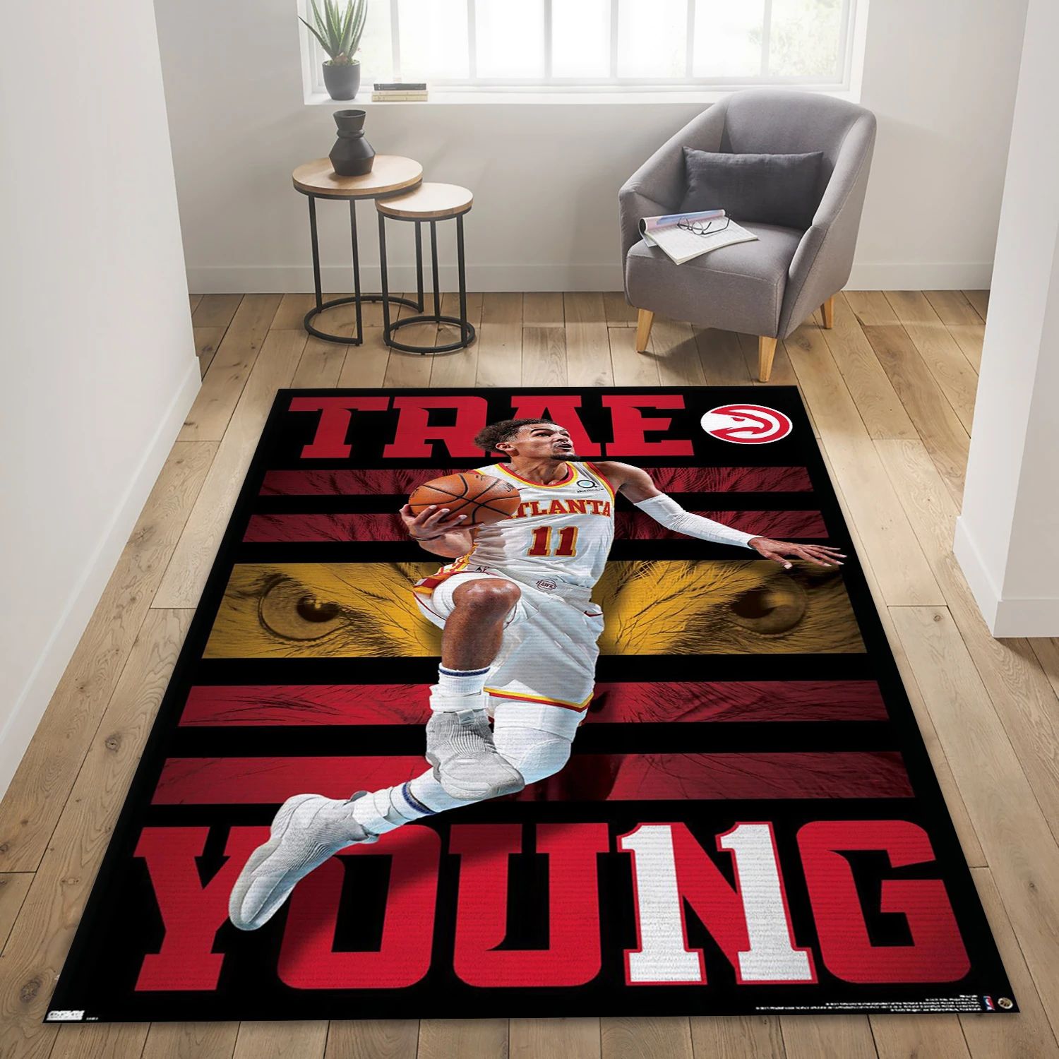 Trae Young Atlanta Hawks NBA Reangle Area Rug, Living Room Rug - Room Decor - Indoor Outdoor Rugs