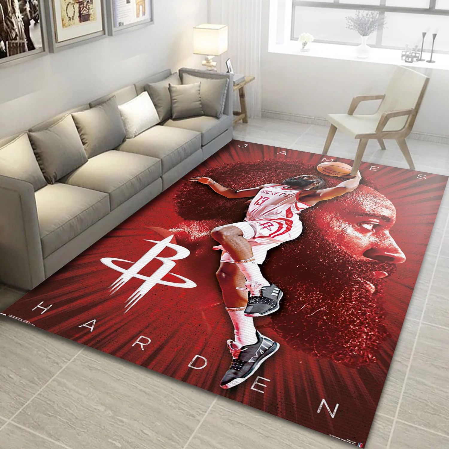 James Harden Houston Rockets NBA Area Rug Carpet, Living Room Rug - US Decor - Indoor Outdoor Rugs