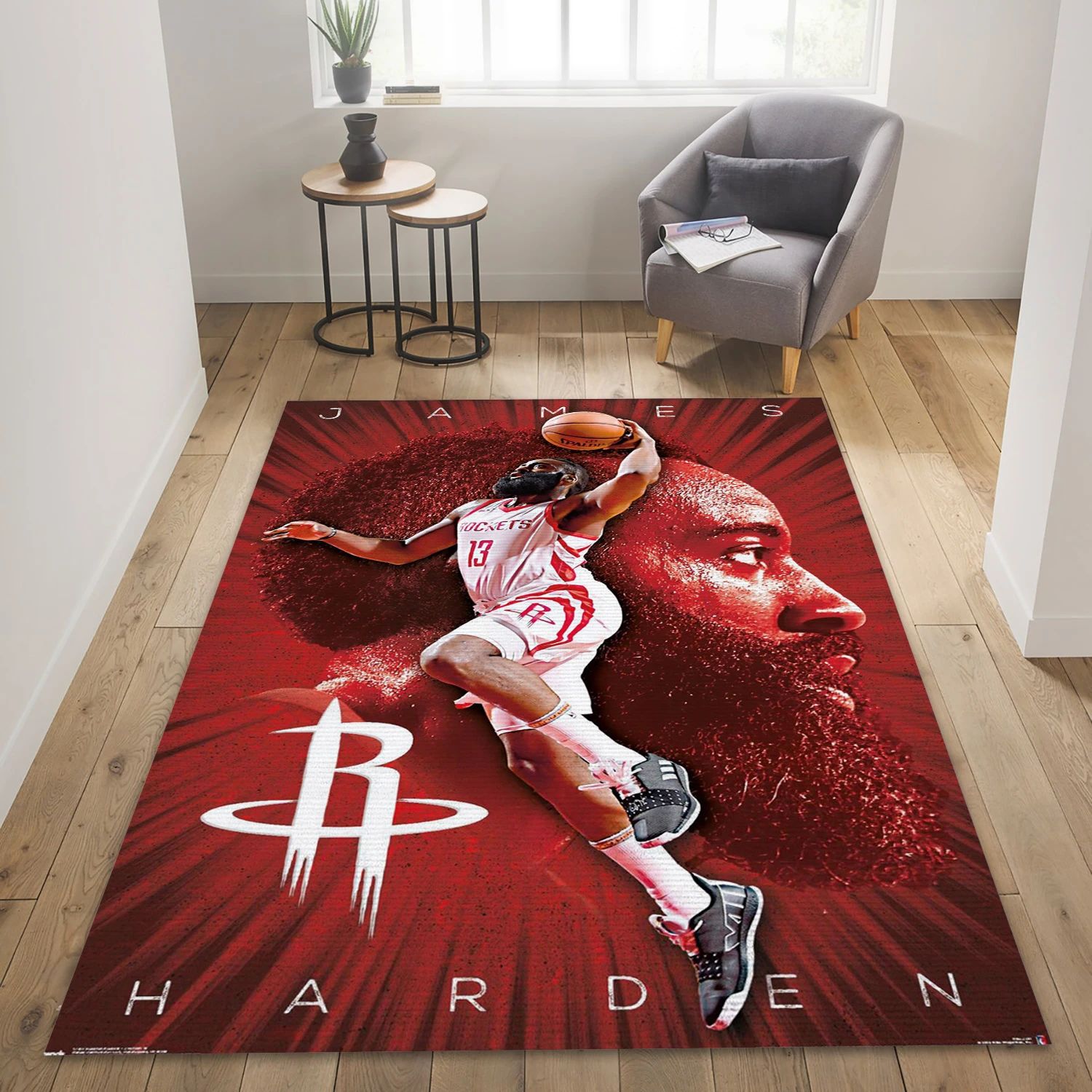 James Harden Houston Rockets NBA Area Rug Carpet, Living Room Rug - US Decor - Indoor Outdoor Rugs