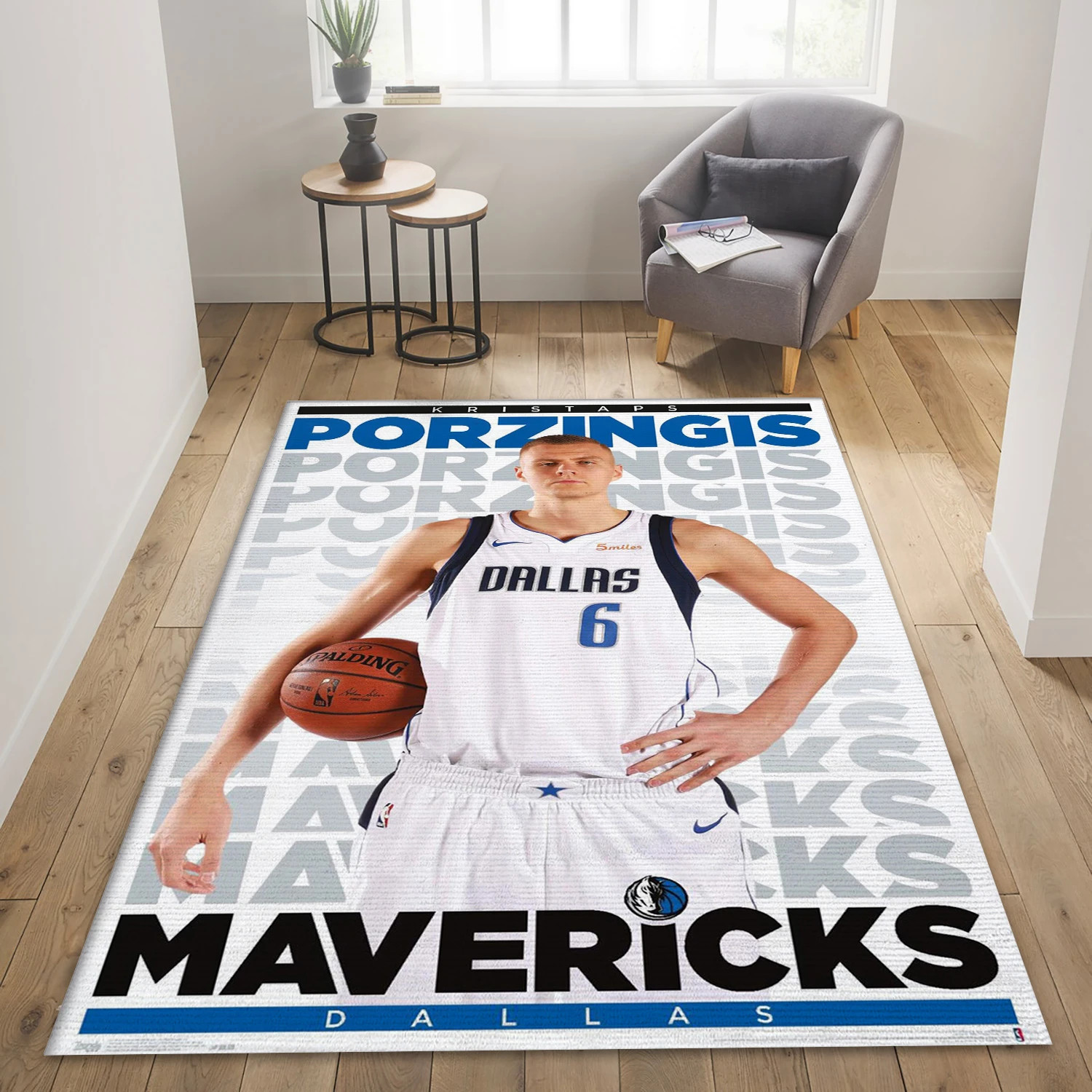 Kristaps Porzingis Dallas Mavericks NBA Area Rug Carpet, Living Room Rug - Home Decor - Indoor Outdoor Rugs