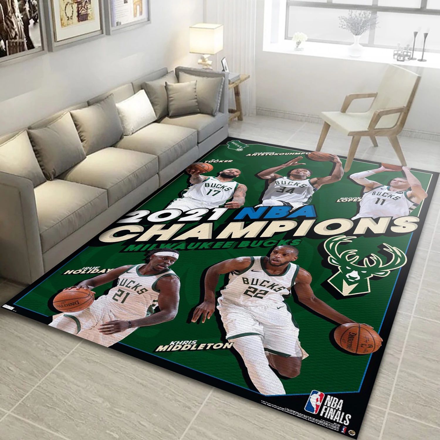 Milwaukee Bucks Nba Finals Champions NBA Area Rug Carpet, Living Room Rug - US Decor - Indoor Outdoor Rugs